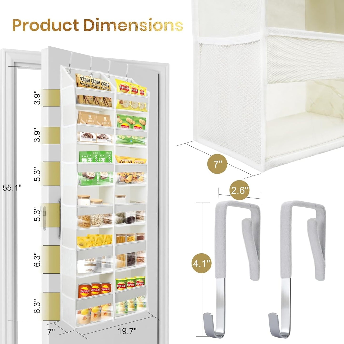 HOMELUX THEORY Heavy Duty Over the Door Organizer - Extra Wide Closet Organizers And Storage, Hanging Storage Door for Bedroom & Baby Nursery, 1PC Baby Blue