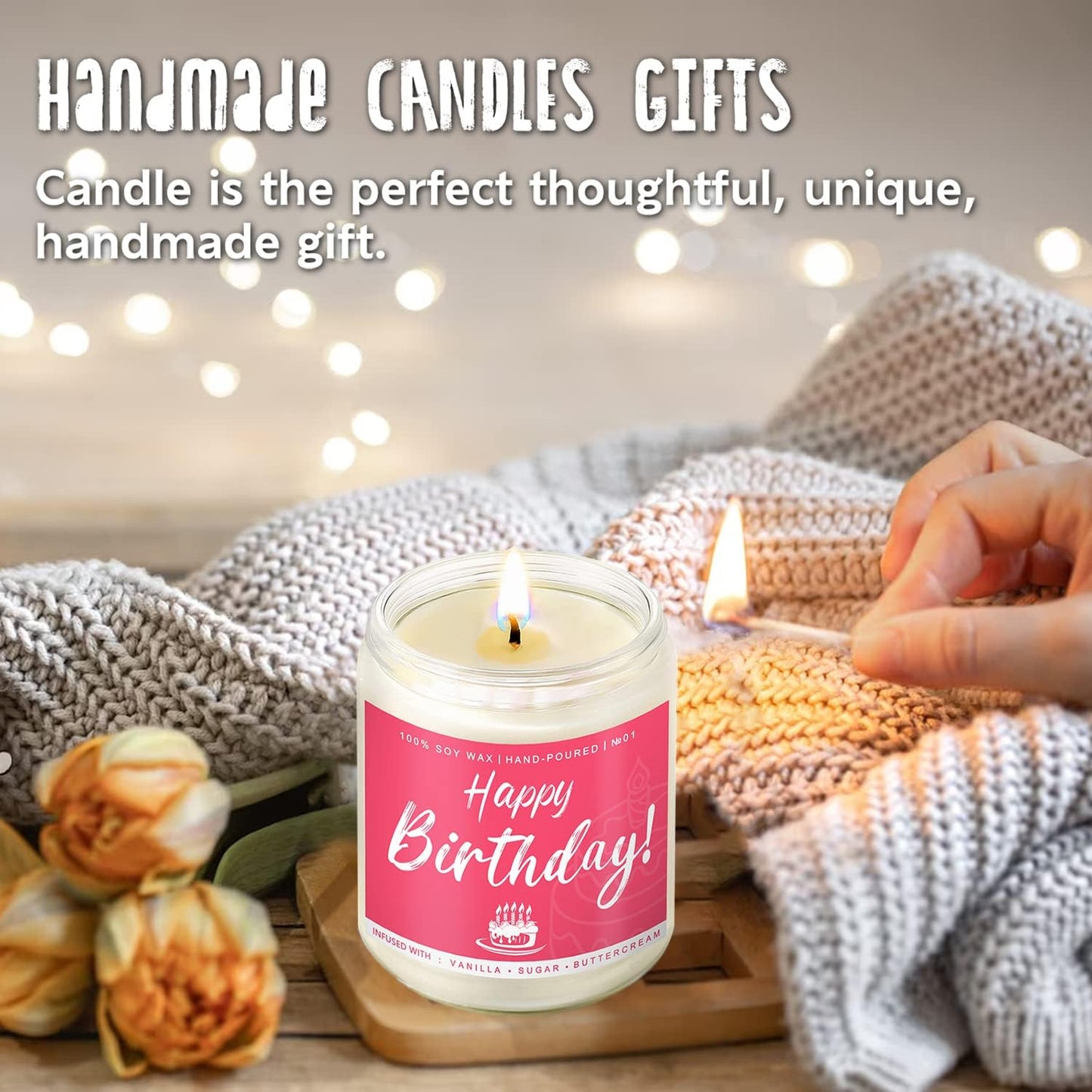 Birthday Gifts for Women, Perfect Birthday Present, Funny Presents for Mom, Friends, Wife, Sister, 7oz Vanilla Cream-Scented Candle