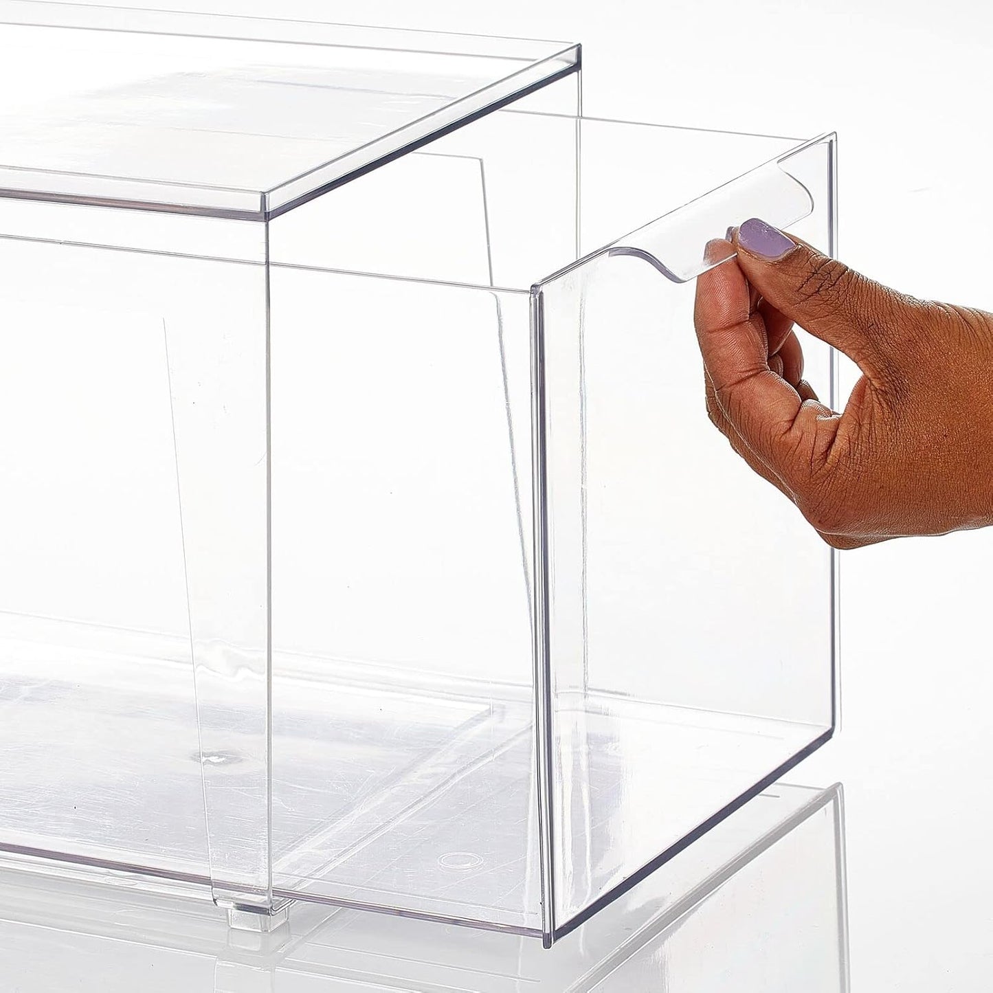 mDesign Plastic Stackable Closet Storage Organizer Bins with Pull Out Drawer for Cabinet, Desk, Shelf, Cupboard, or Dresser Organization - Lumiere Collection - Clear