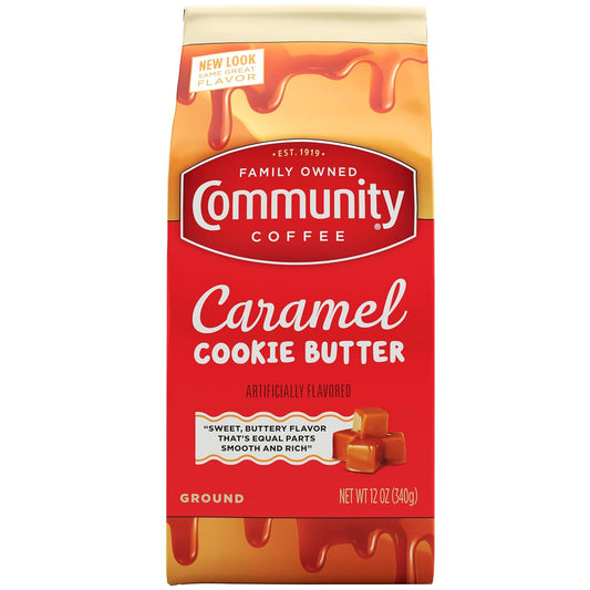 Community Coffee Caramel Cookie Butter Flavored 12 Ounces, Medium Roast Ground Coffee, 12 Ounce Bag (Pack of 1)