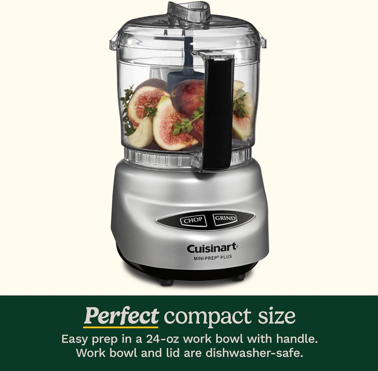 Cuisinart Mini-Prep Plus Food Processor, 24-Ounce Mini Food Processor to Chop Herbs, Vegetables, and Hard Cheese, 24-Ounce Work Bowl, Reversible Stainless Steel Blade, DLC-2ABC, Brushed Chrome