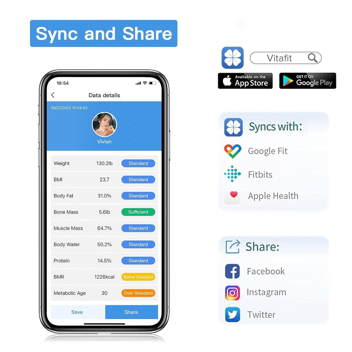Homebuds Digital Bathroom Scale for Body Weight and Fat, Weighing Professional Since 2001, Body Composition Monitor for BMI Fat Water Muscle with App, 400lb, Blue
