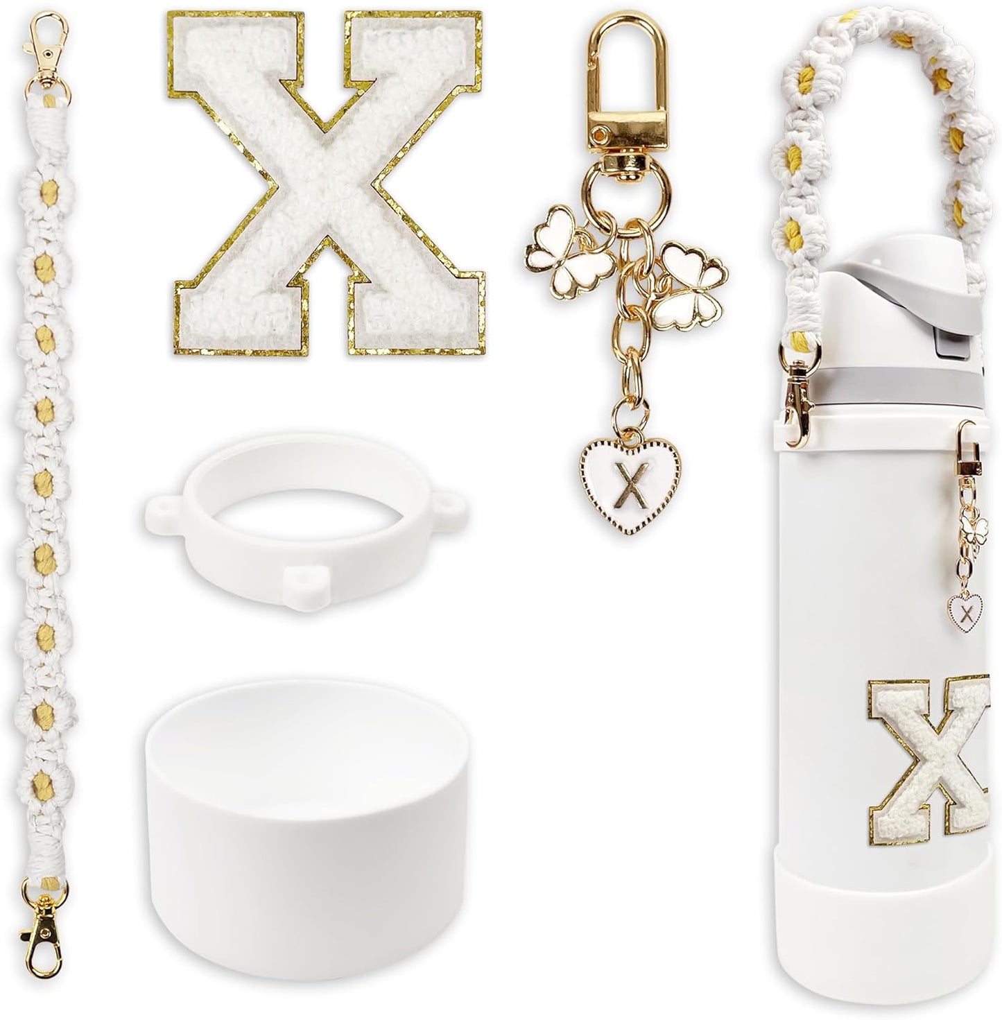 SITKOL Silicone Boot Cute Monogram Set Compatible with Owala Water Bottle 24 oz, 32 oz, 40 oz - Perfect Letter Owala Accessories for Owala Tumbler, Owala Free Sip, Pink Owala, Black Owala