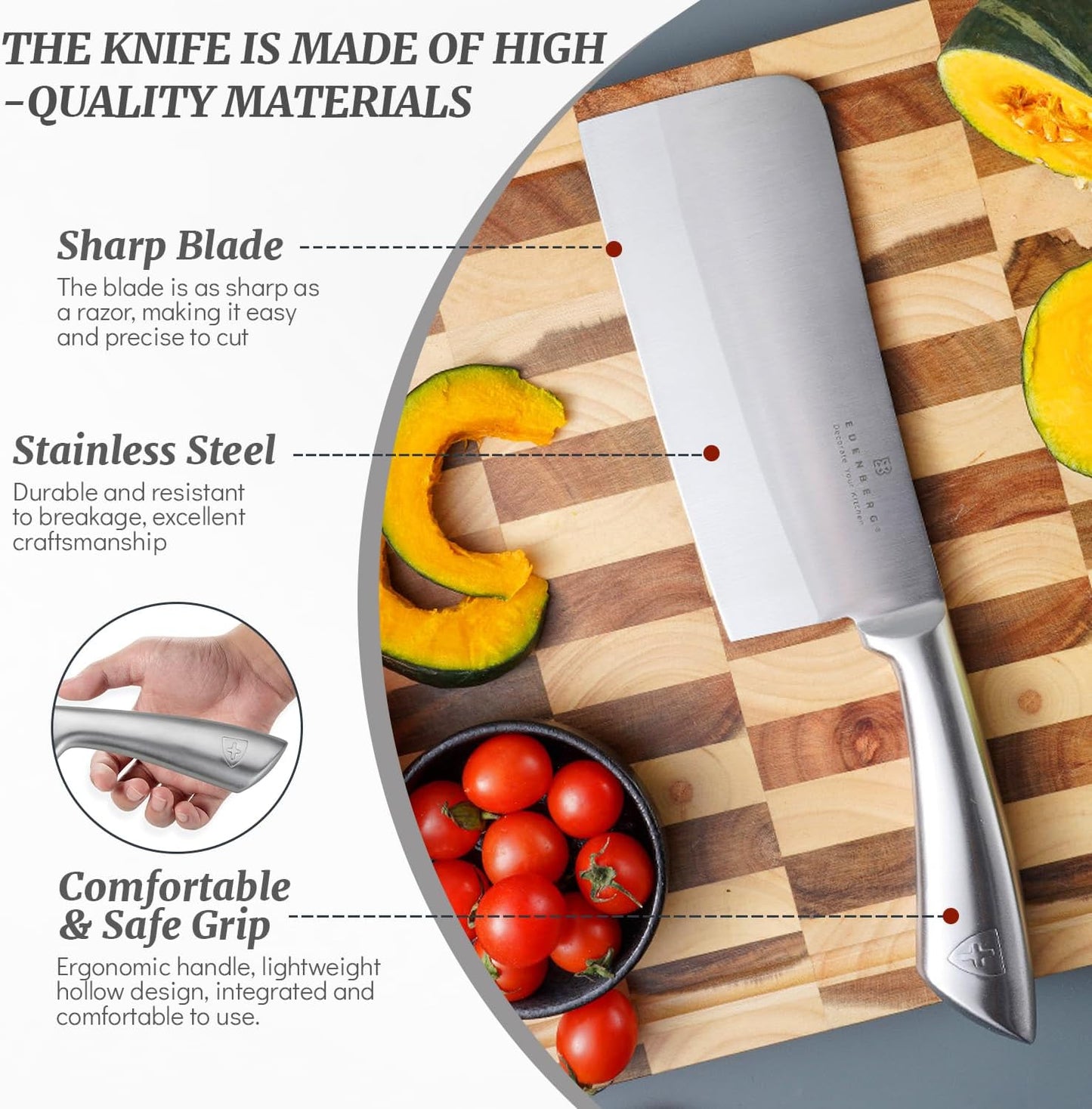 Kitchen Knife Set, Retrosohoo 9-Piece Silver Sharp Non-Stick Coated Chef Knives Block Set,Stainless Steel Knife Set for Kitchen with Sharpener for Cutting Slicing Dicing Chopping (Silver)