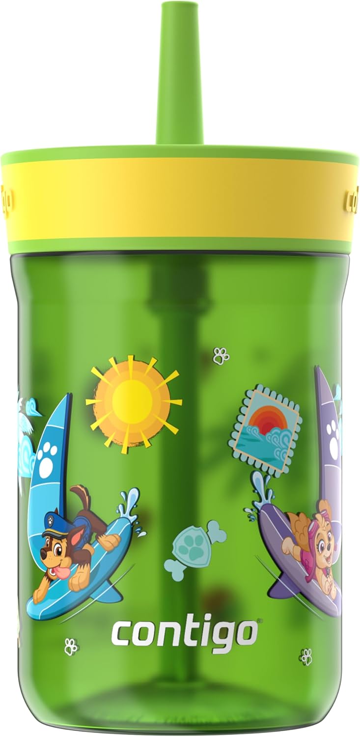Contigo Leighton Tumbler with Straw, 14 oz, Cool Lime PAW Patrol (Color changing straw); Glacier PAW Patrol (Color changing body)