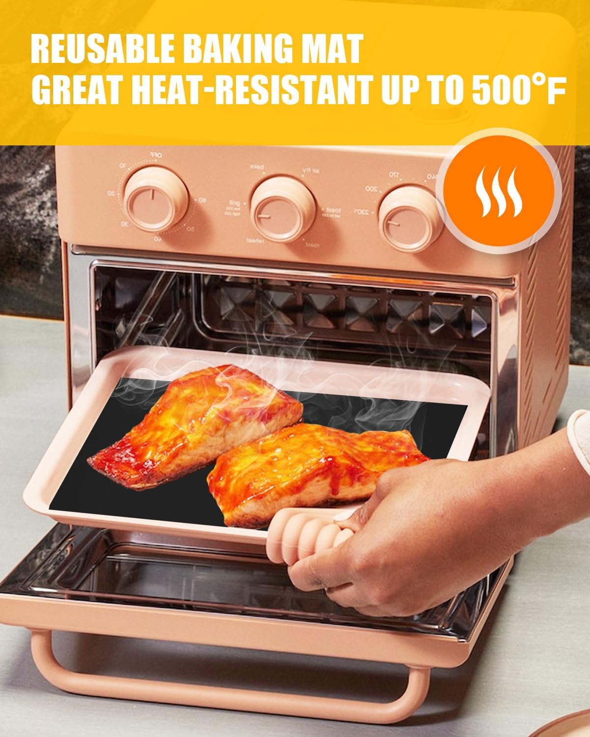 130PCs Paper Liners and 4PCs Reusable Teflon Baking Mats Compatible with Our Place Wonder Oven 12.7 Quarts Air Fryer Toaster Oven Accessories, Food Grade Parchment Paper Sheets Non-stick Mat PFOA Free