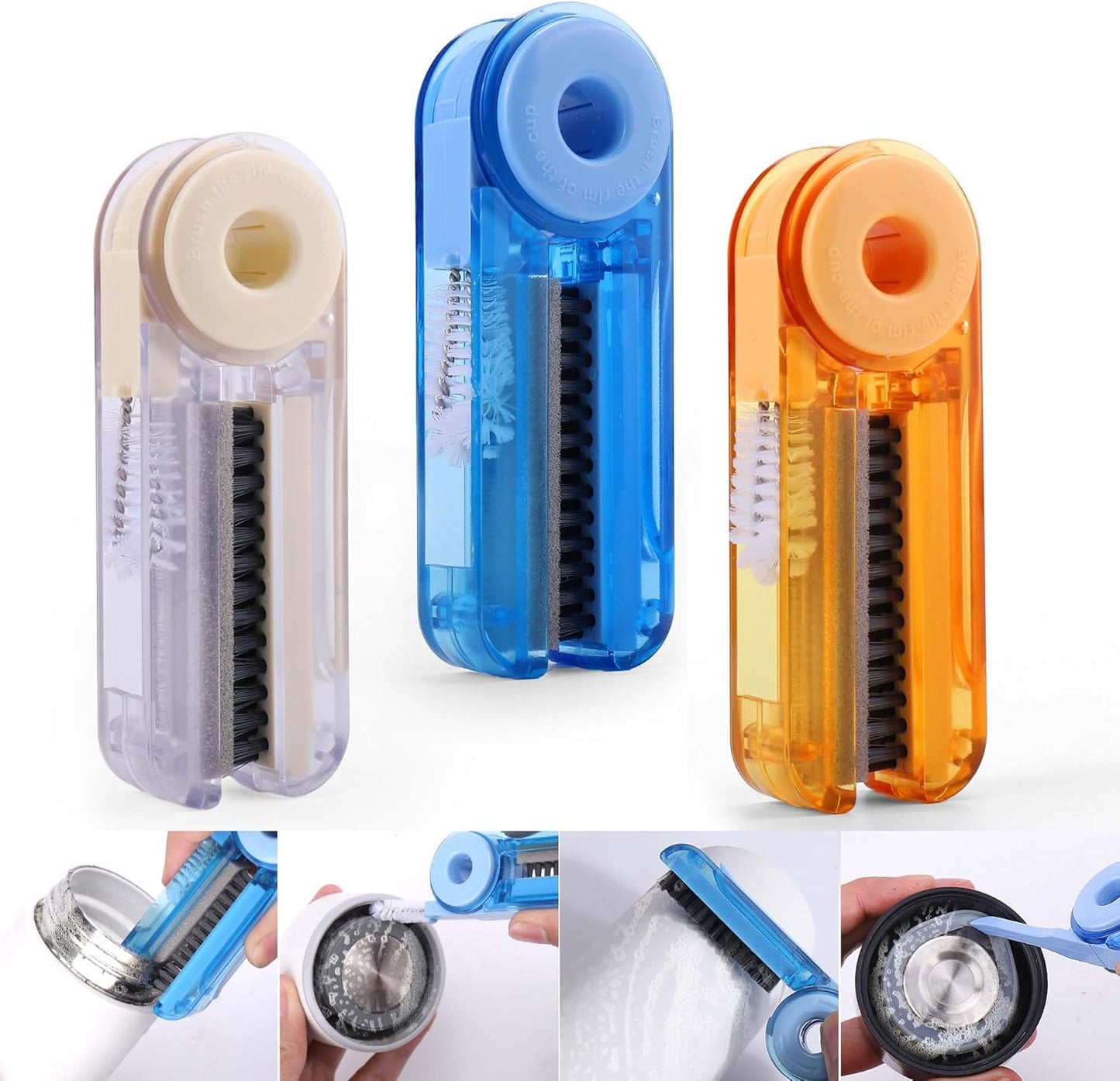 XANGNIER 4 in 1 Multifunctional Cleaning Brush,3 Pack Water Bottle Cleaner Brush,Bottle Gap Cleaner Brush,Cup Cover Cleaning Brush,Cup Crevice Cleaning Tools,Home Kitchen Cleaning Tools