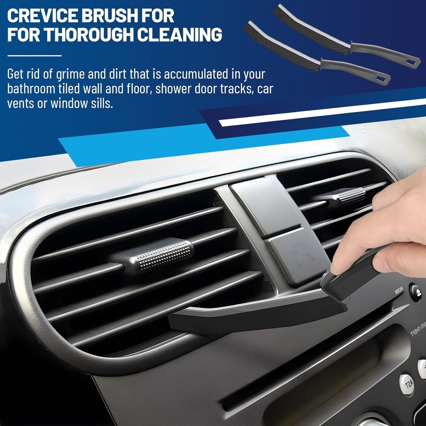 3Pcs Crevice Cleaning Brush Tool Grout Brush Cleaning Supplies, Home Essentials Bathroom Multifunctional Gap Scrub Hard Bristle Brushes for Household Use (3PCS-Black)