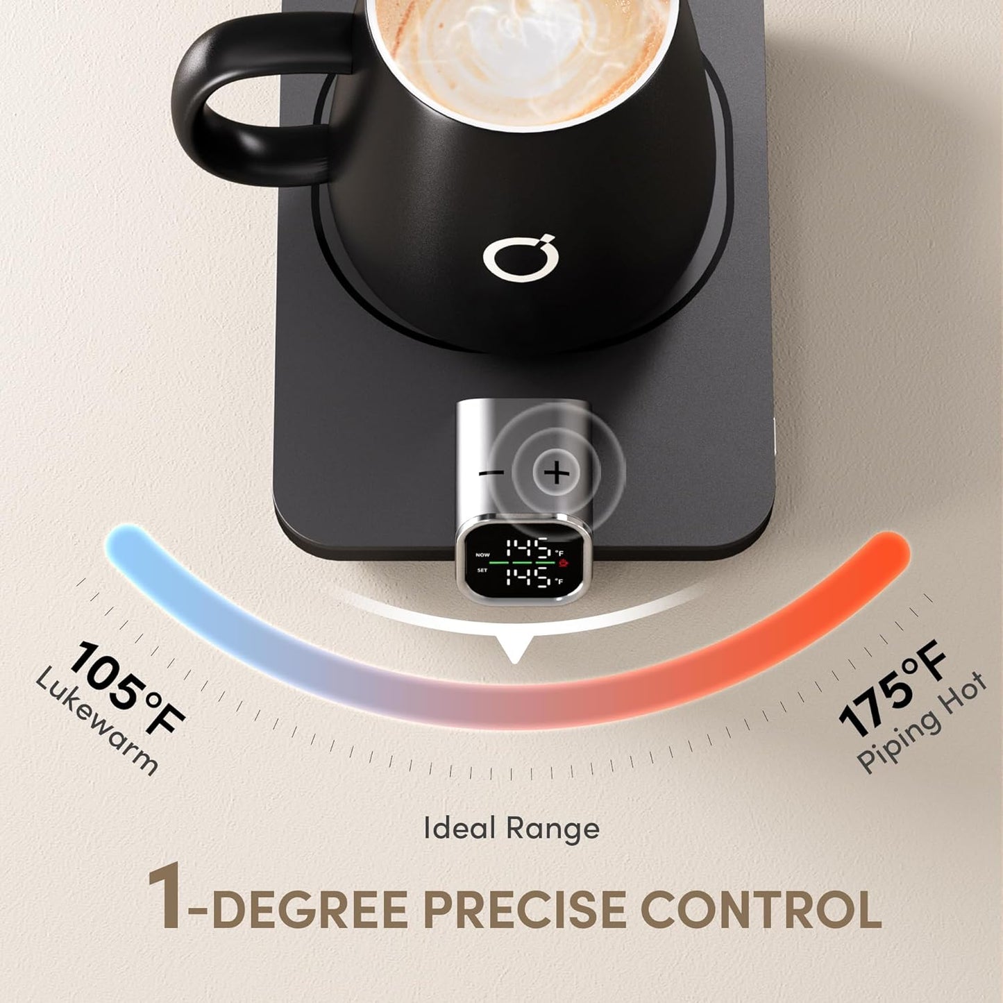 2Pcs Heated Coffee Mug Warmer & Mug Set - Heated Mug Warmer Plates with Auto Shut Off, 1°F Precise Electric Coffee Warmer Plates for Desk, Valentine's Day Gift for Couple, Dark Grey and Pink