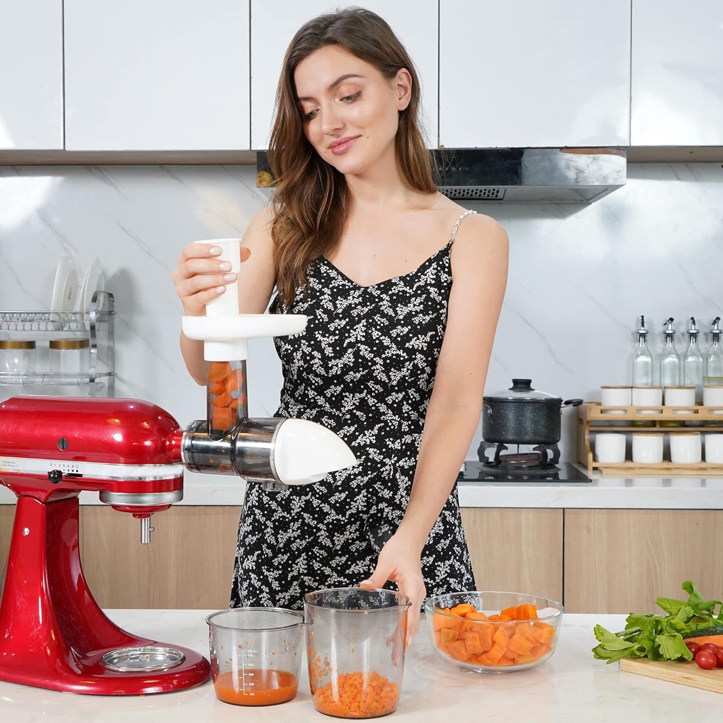 Masticating Juicer Attachment for KitchenAid Stand Mixers, Masticating Juicer, Slow Juicer Attachment for KitchenAid Stand Mixers, White(Machine/Mixer Not Included)