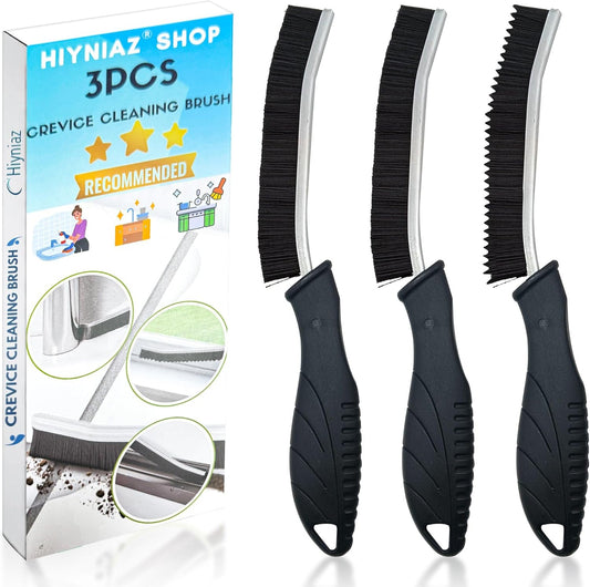 3Pcs Crevice Cleaning Brush Tool Grout Brush Cleaning Supplies, Home Essentials Bathroom Multifunctional Gap Scrub Hard Bristle Brushes for Household Use (Black Cleaning Brush-B)