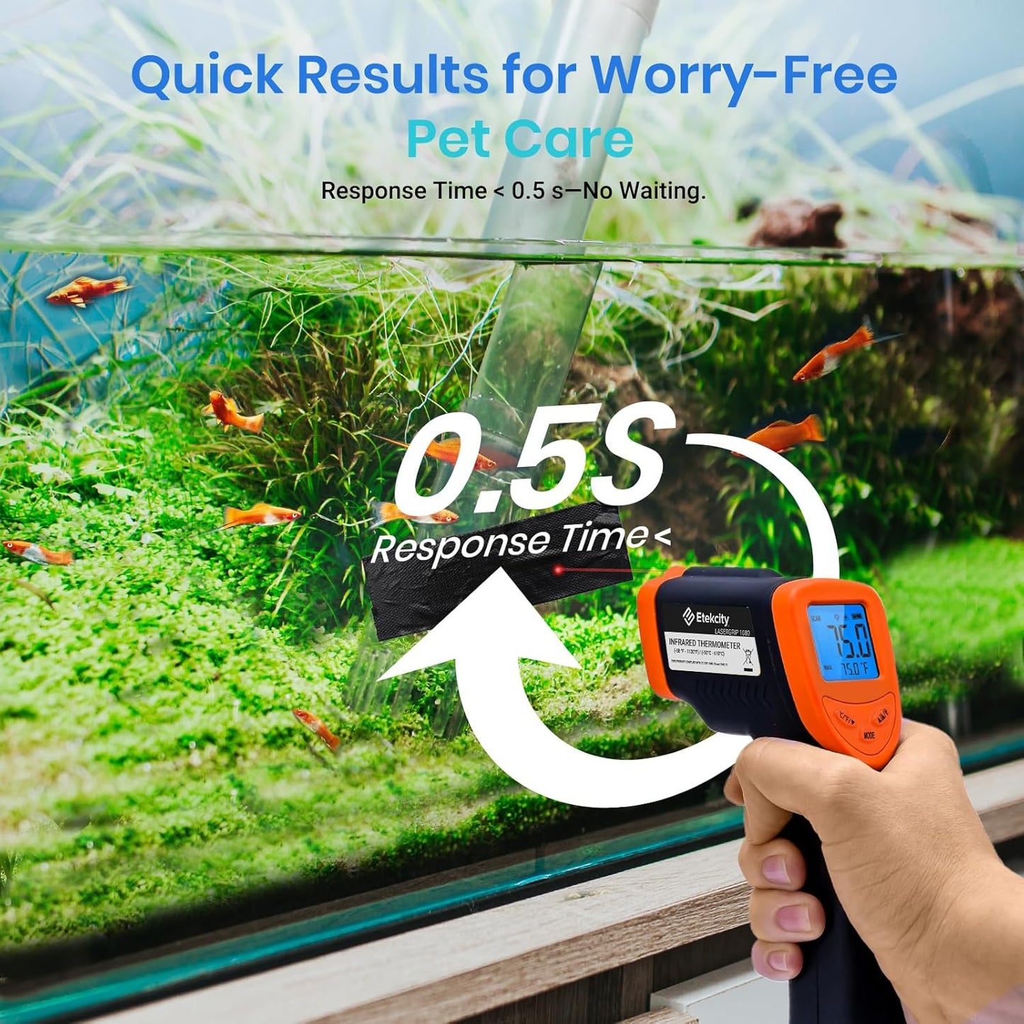 Etekcity Infrared Thermometer 1080, Heat Temperature Temp Gun for Cooking, Laser IR Surface Tool for Pizza Oven, Meat, Griddle, Grill, HVAC, Engine, Accessories, -58°F to 1130°F, Orange