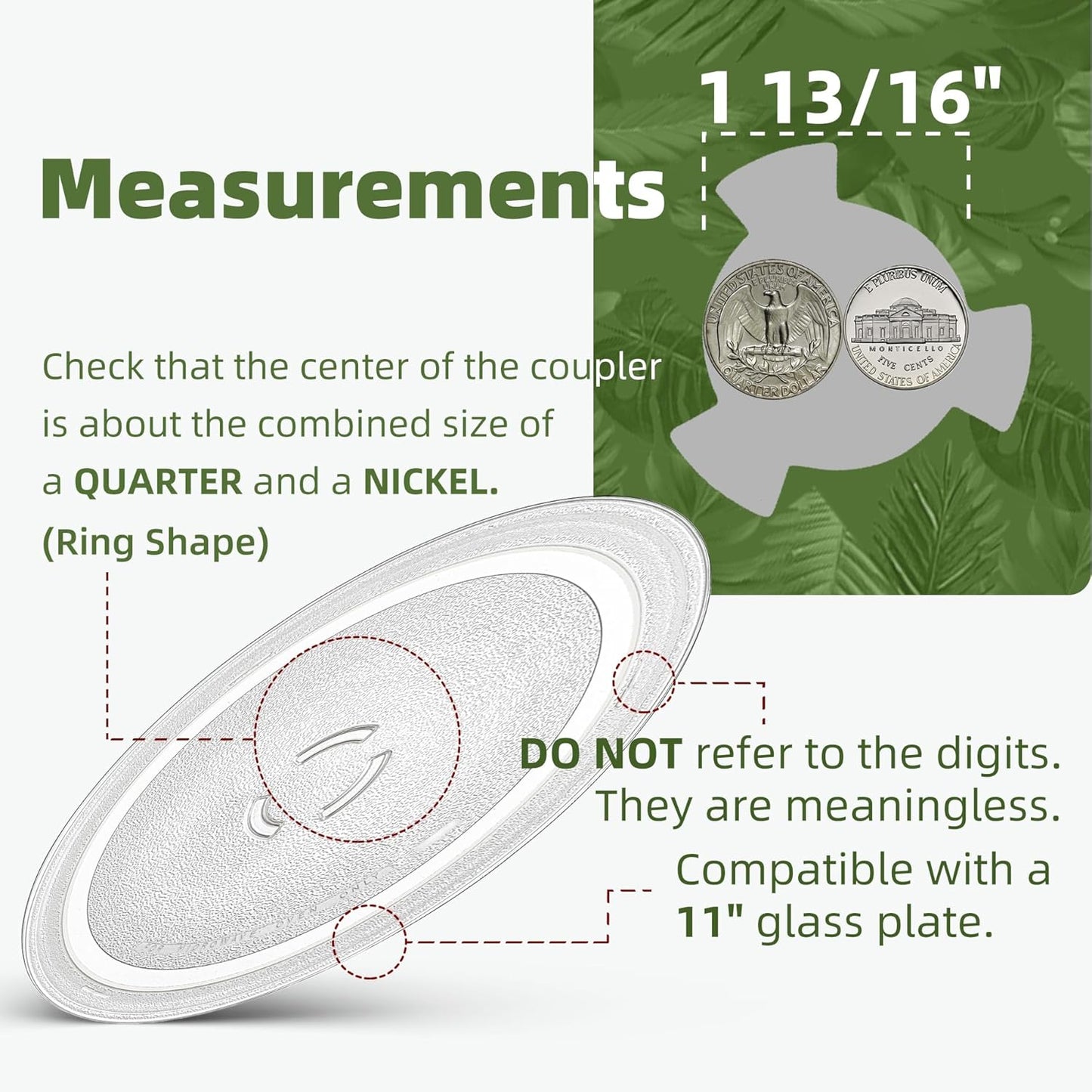 11 inch Whirlpool Microwave Glass Plate Turntable W11401795 W10398722 481246678407 481246678396