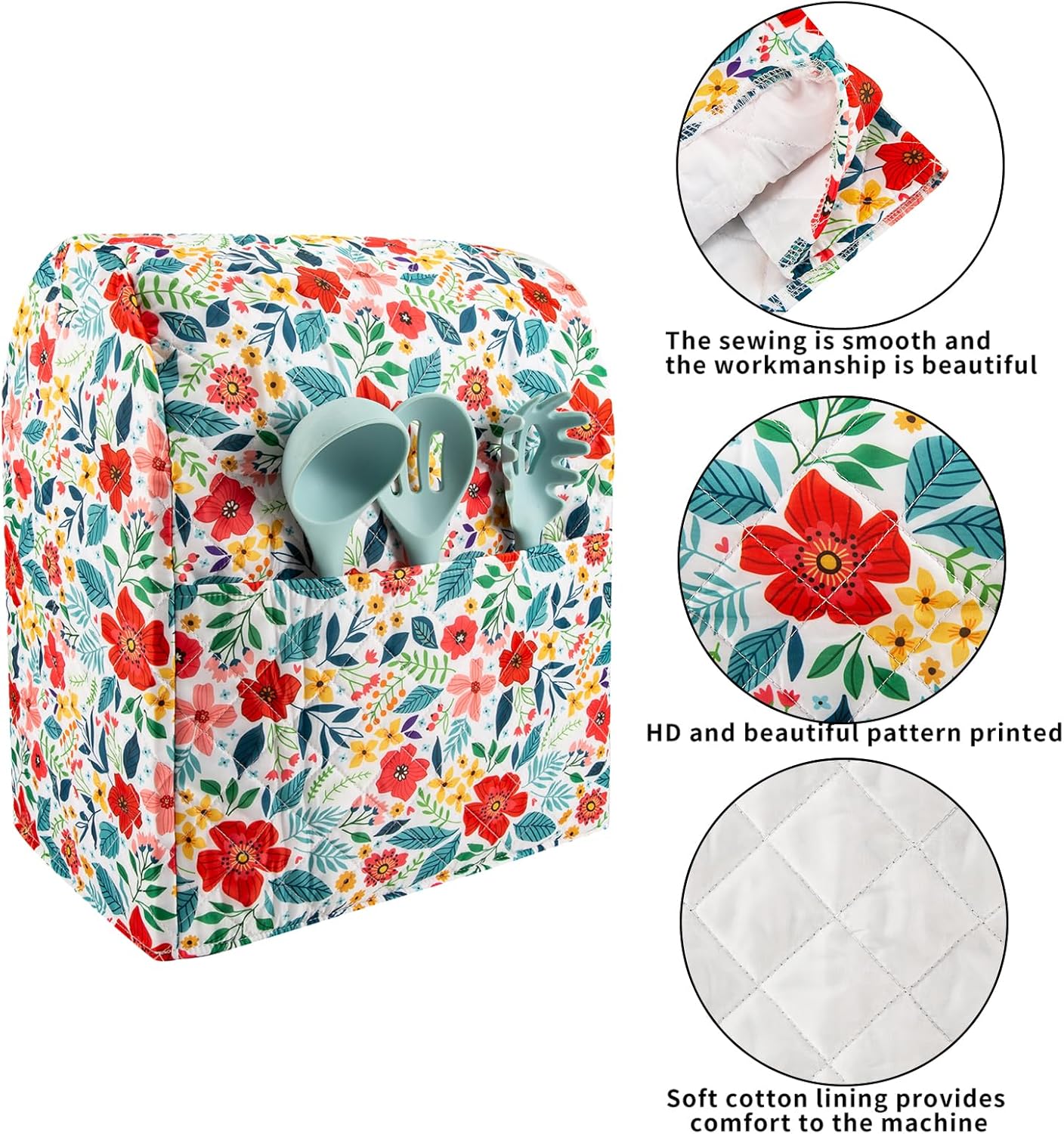 Kitchen Aid Mixer Cover Compatible with 6-8 Quarts Kitchen Aid/Hamilton Stand Mixer/Tilt Head & Bowl Lift Model,Flower Print Mixer Cover Pioneer Woman Kitchen Accessories,Kitchen Aid Mixer Accessories