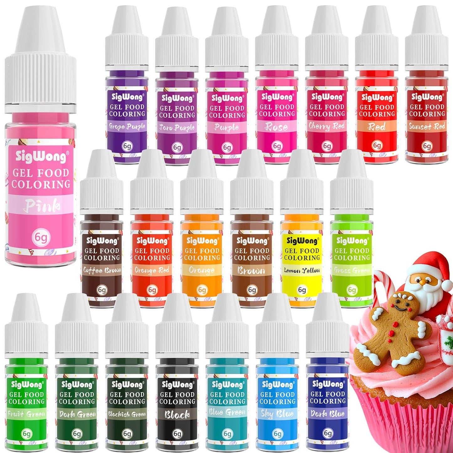 Gel Food Coloring Set - 21 Colors Tasteless Gel Based Food Color Dye, Vibrant Edible Icing Color for Cake Cookie Decorating, Christmas Baking, Fondant, Frosting, Easter Eggs, with Gloves (6g/Bottle) - Vegan