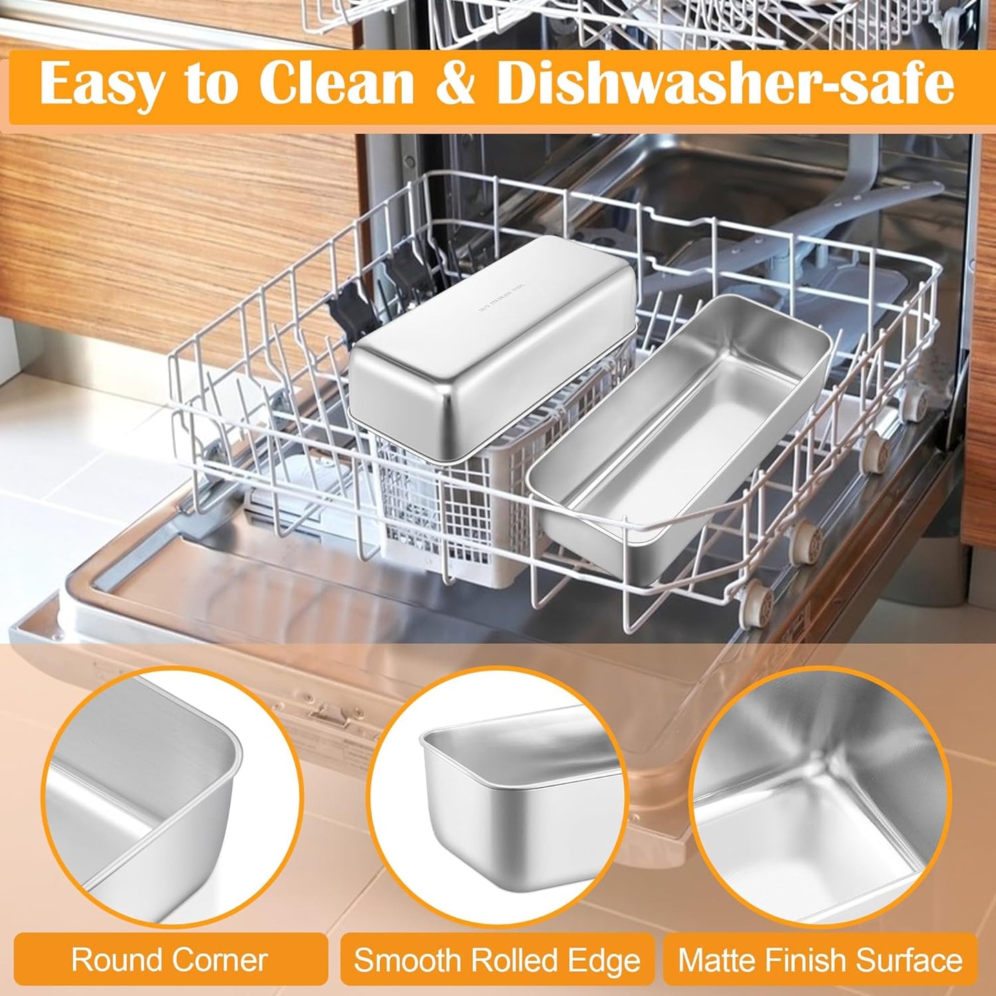 E-far Loaf Pan for Homemade Bread-4 Pack, 12” x 5” Large Stainless Steel Loaf Pans, Long Metal Bread Baking Mold for Banana Cake Meatloaf Sourdough Lasagna, Nontoxic & Dishwasher Safe