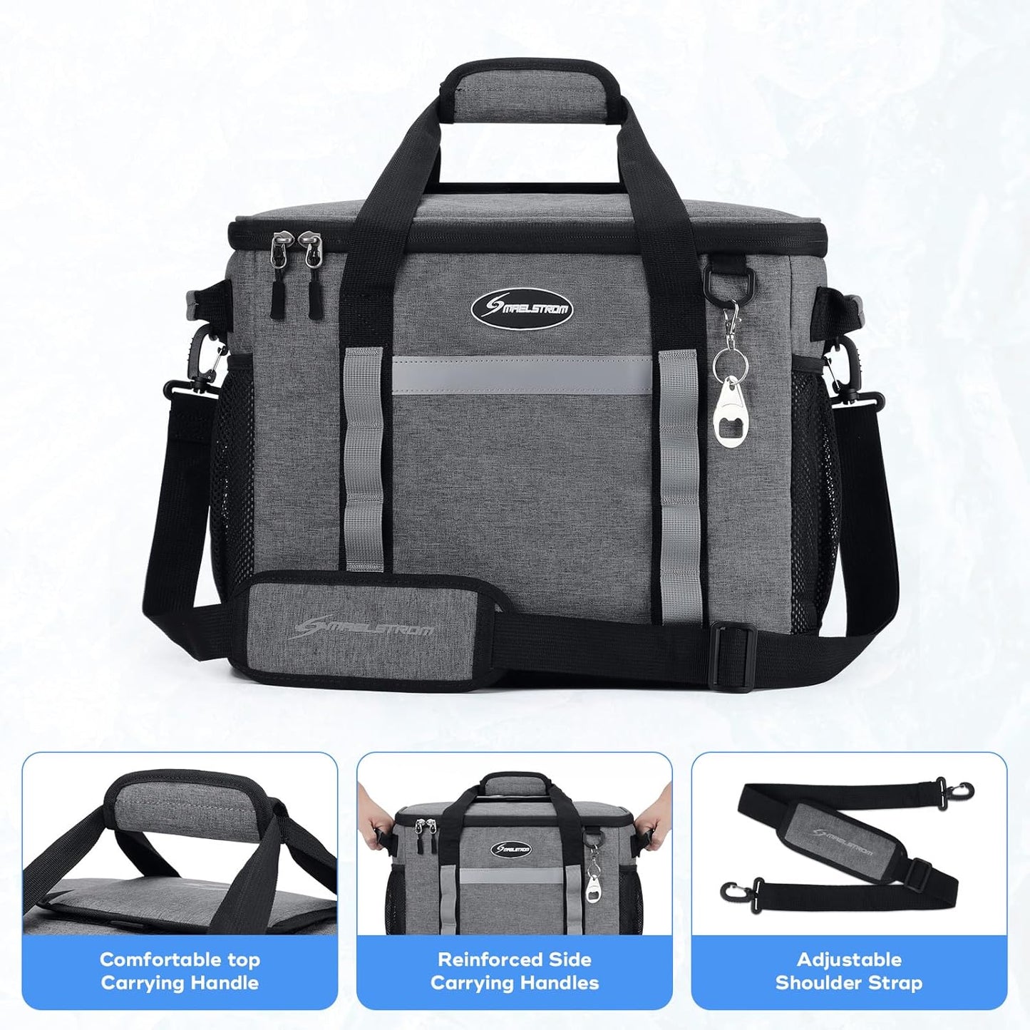 Maelstrom Collapsible Soft Cooler Bag, 24/30/60/75 Cans Beach Cooler, Ice Chest, Leakproof & Portable for Beach, Camping, Road Trips & Grocery Shopping