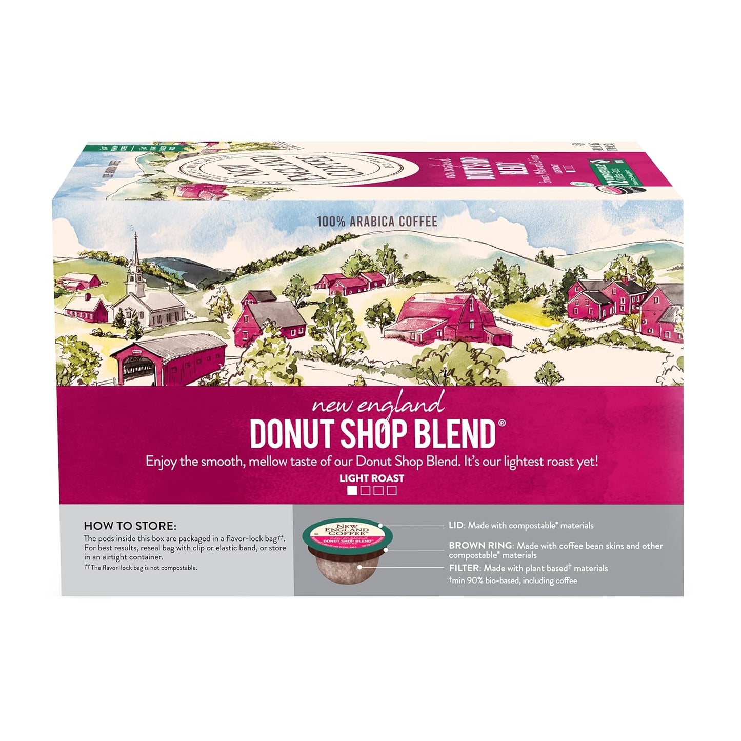 New England Coffee New England Donut Shop Blend Light Roast K-Cup Pods 12 ct. Box (Pack of 6)
