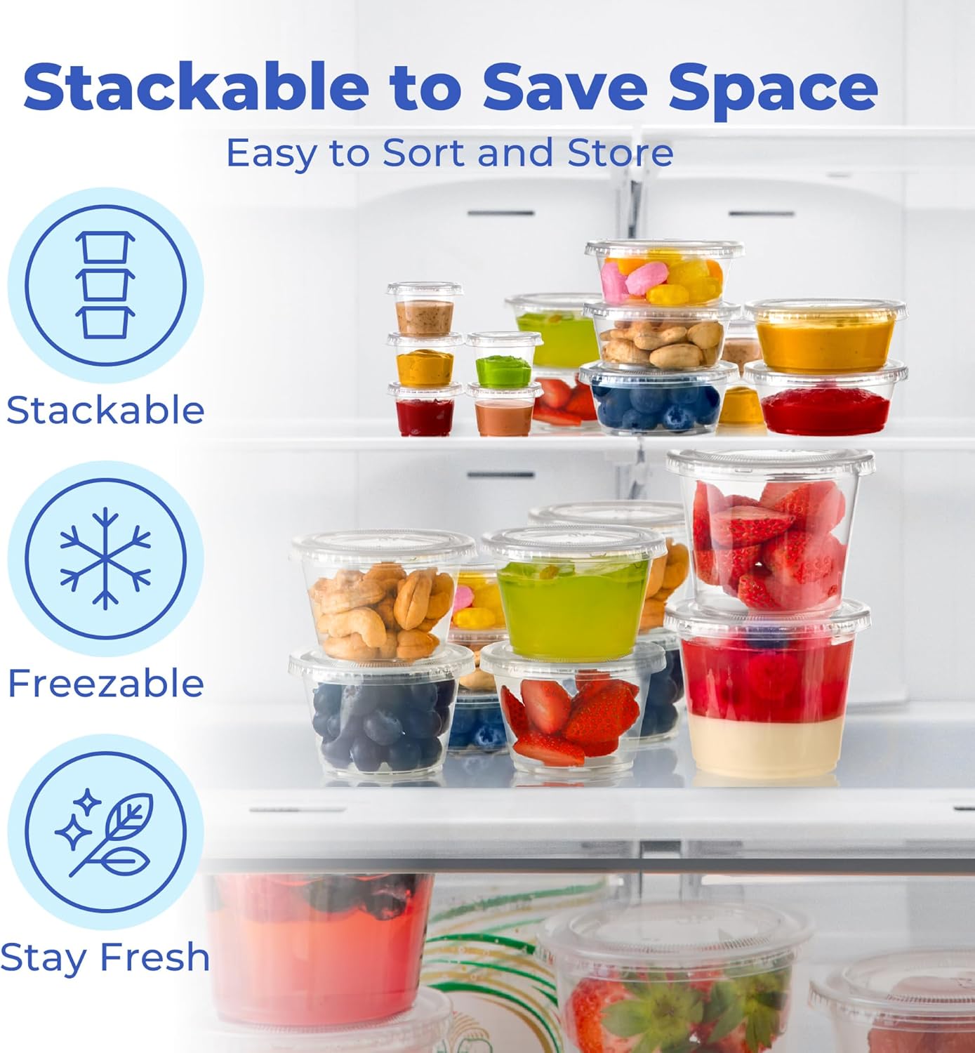 Fit Meal Prep 1250 Pack 5.5 oz Jello Shot Cups with Lids, Disposable Souffle Portion Cups for Sauce