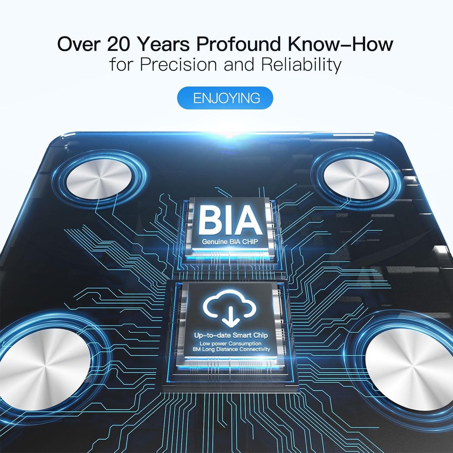 Vitafit Smart Bathroom Scale Body Weight, High Accuracy Assured by Weight Scale Professional Factory Since 2001, App Sync 13 Body Composition Including BMI, Body Fat and Muscle, 400lb, LED, Black