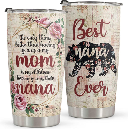 Macorner Mothers Day Gift for Nana & Mom From Daughter, Son for Grandma - Stainless Steel Bear Tumbler 20oz for Women