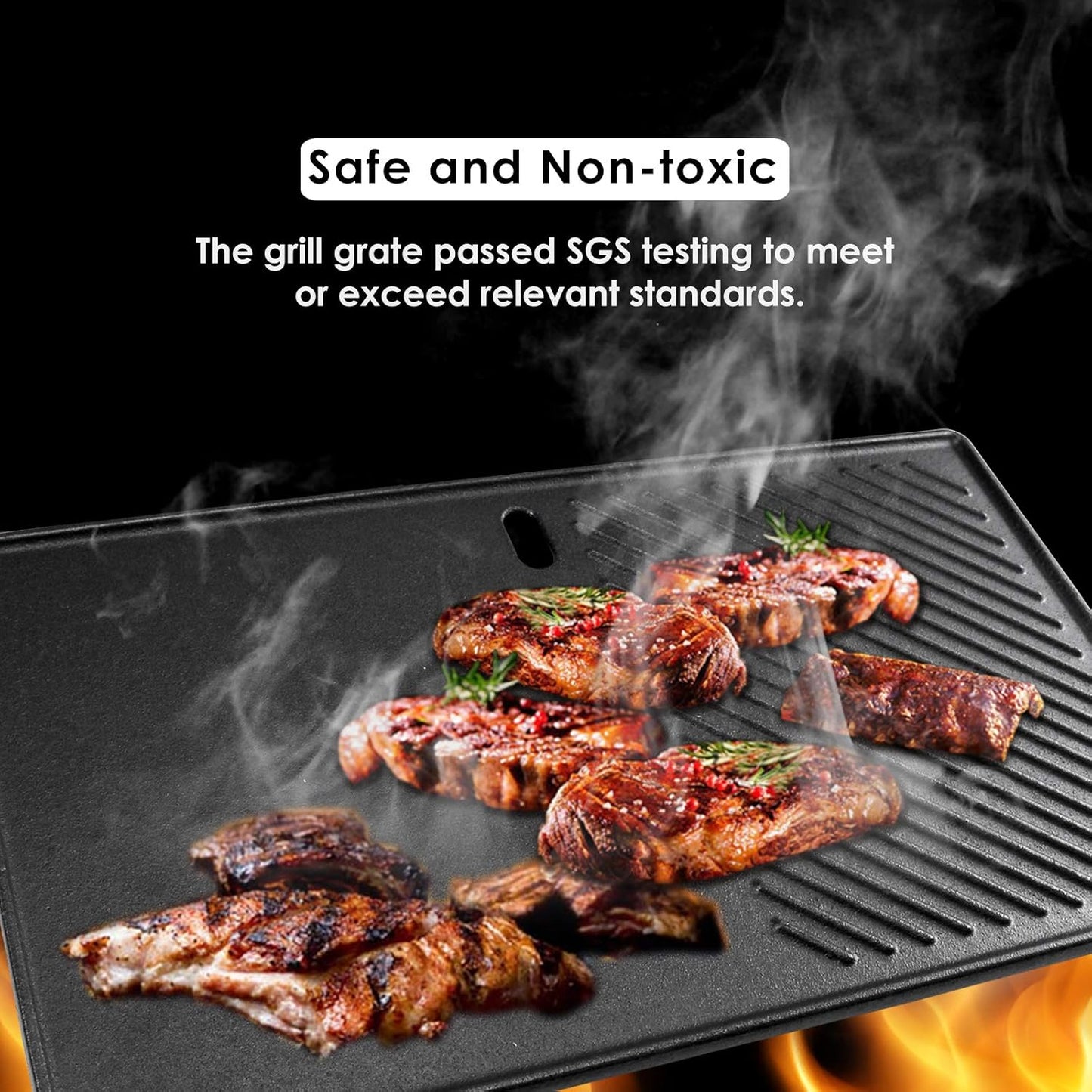 Uniflasy Cast Iron Reversible Grill Stove Top Griddle Pan 16 7/8" Skillet Flat Pan, Cast Iron Grill Griddle Plate for Charbroil 463420508 463420509 Gas Grills Replacement Parts, Cookware Accessories