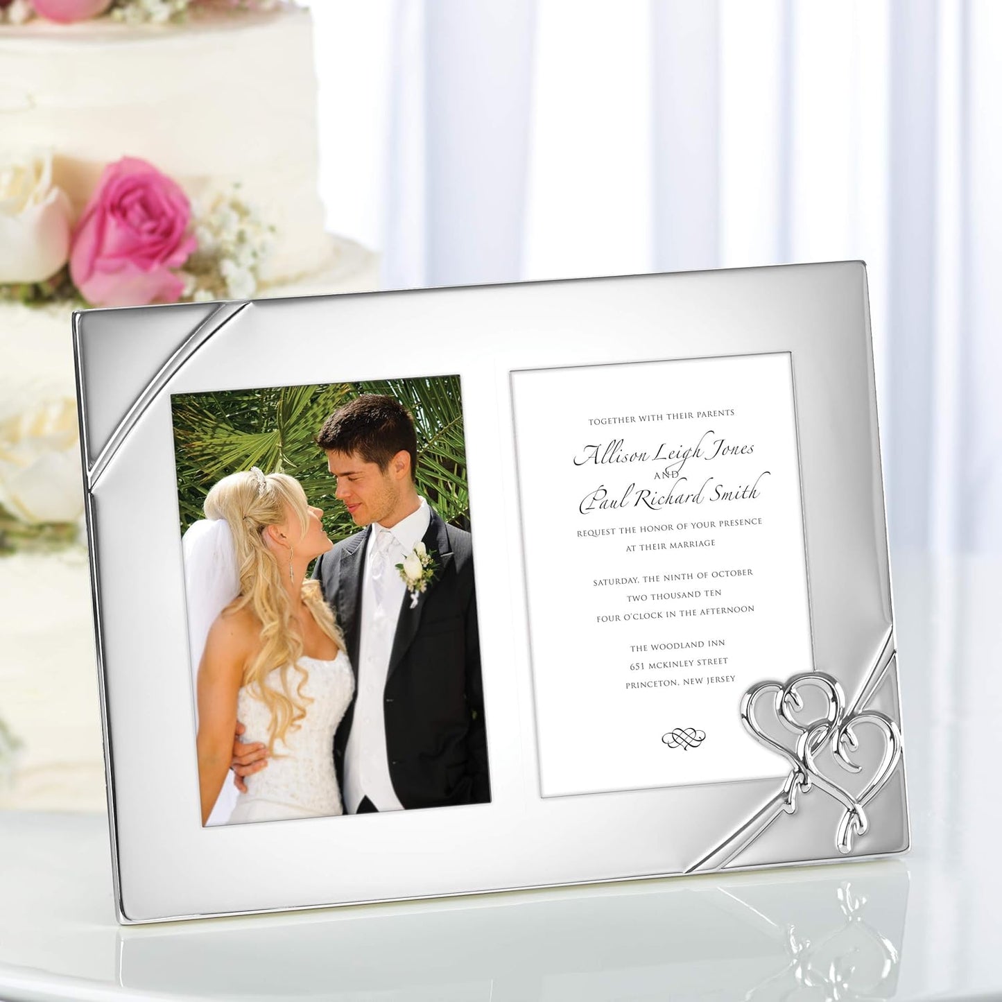 Lenox True Love Double Invitation Frame, 9-Inch - 812614, Metallic