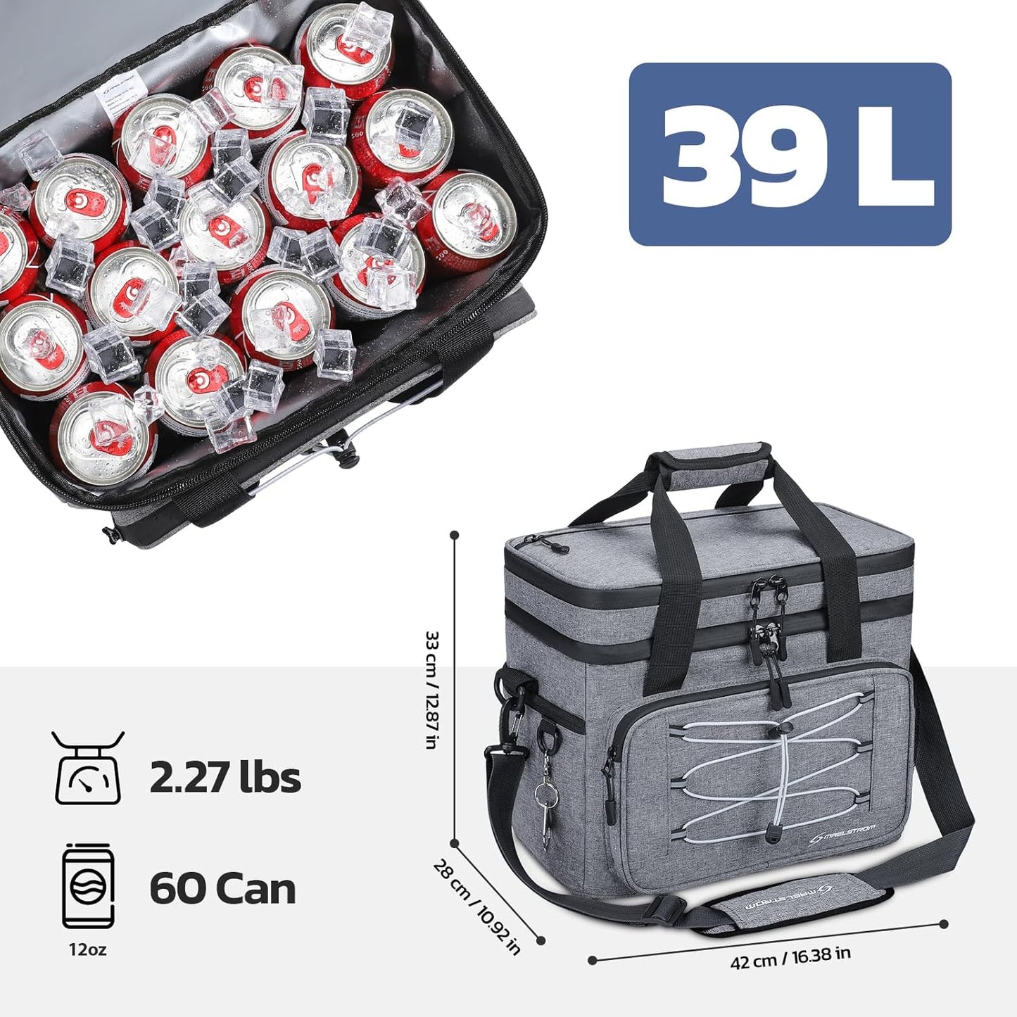Maelstrom Collapsible Soft Cooler Bag, 24/30/60/75 Cans Beach Cooler, Ice Chest, Leakproof & Portable for Beach, Camping, Road Trips & Grocery Shopping