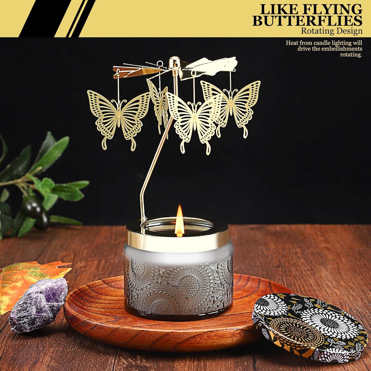 Butterfly Gifts for Women, Rotatable Candle Gifts, Vanilla Cream Scented Candles Anniversary Christmas Thanksgiving, Unique Butterfly Best Girl, Friends,Mom, Gray