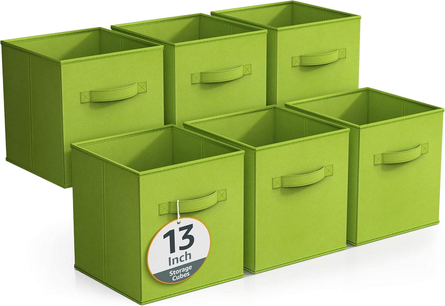 Sorbus Fabric Storage Cubes - 6 Foldable Storage Bins for Organizing Pantry, Cubbies, Toy Box - Clothes Storage & Closet Organizer - 13 Inch Collapsible Cube Baskets for Shelves with Handle