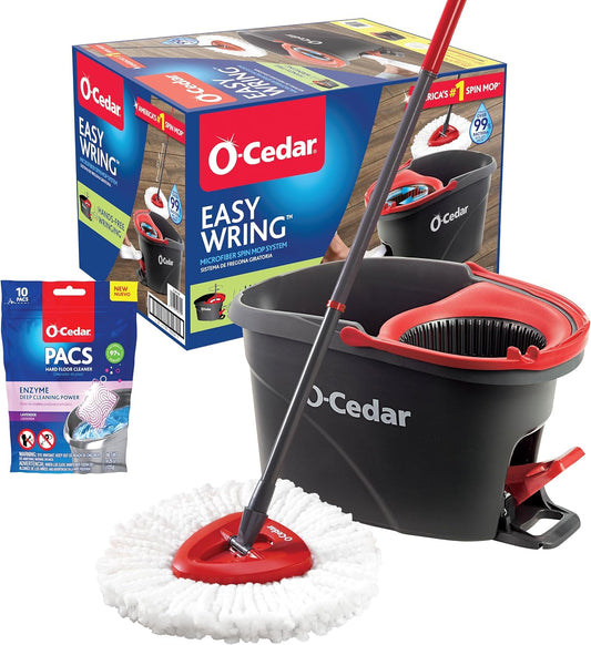 O-Cedar EasyWring Microfiber Spin Mop and Bucket Cleaning System + Lavender Pac (Variety Pack)