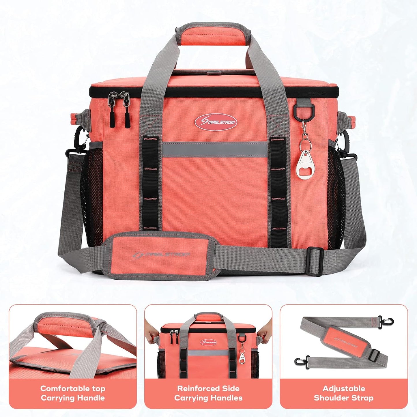 Maelstrom Collapsible Soft Cooler Bag, 24/30/60/75 Cans Beach Cooler, Ice Chest, Leakproof & Portable for Beach, Camping, Road Trips & Grocery Shopping