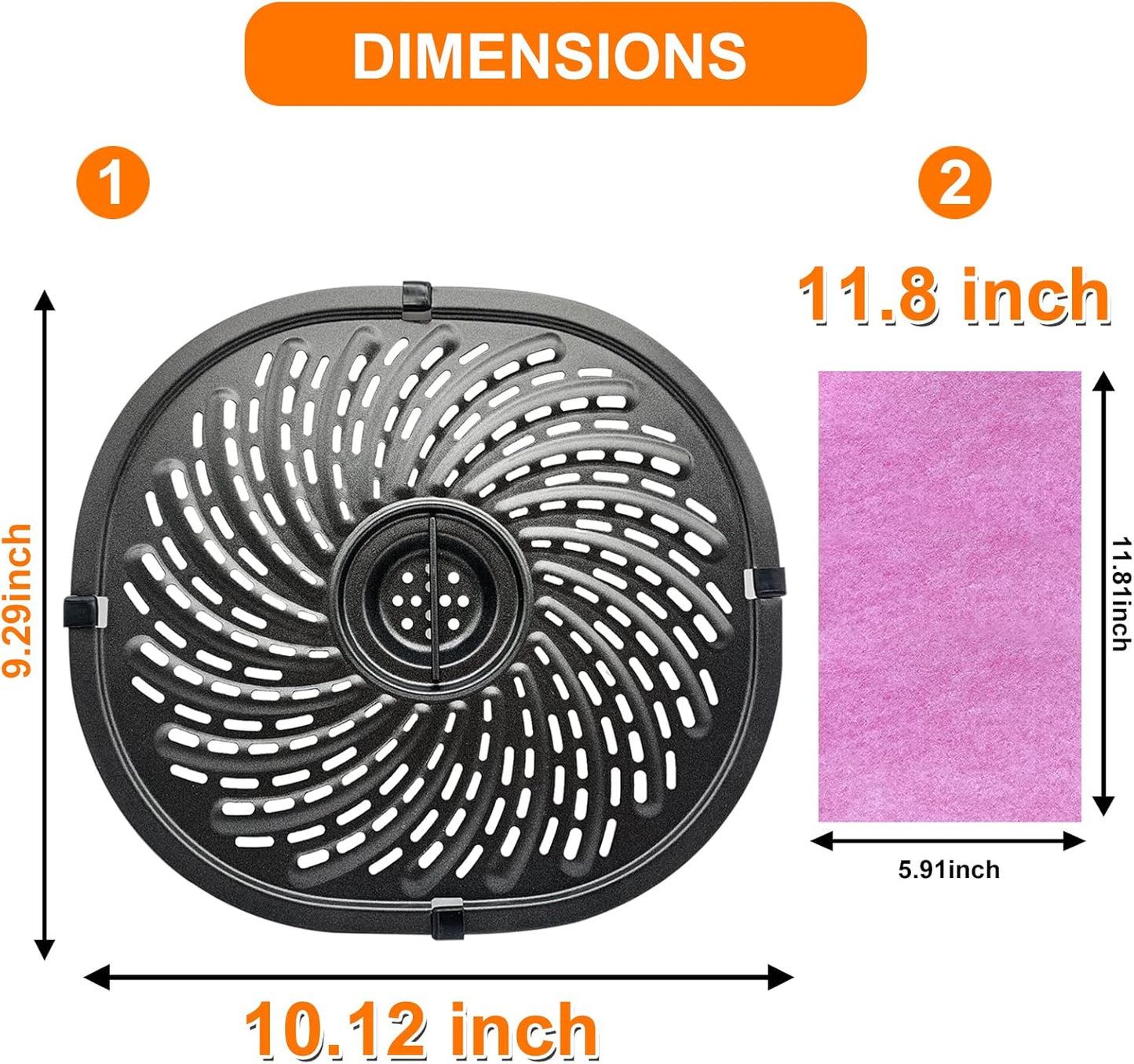 7QT Air Fryer Grill Pan Replacement Parts for PowerXL Gowise Air Fryers, 7QT Upgraded Grill Crisper Plate Tray Rack Grid Shelf with Rubber Bumpers for PowerXL, Non-stick, Dishwasher Safe