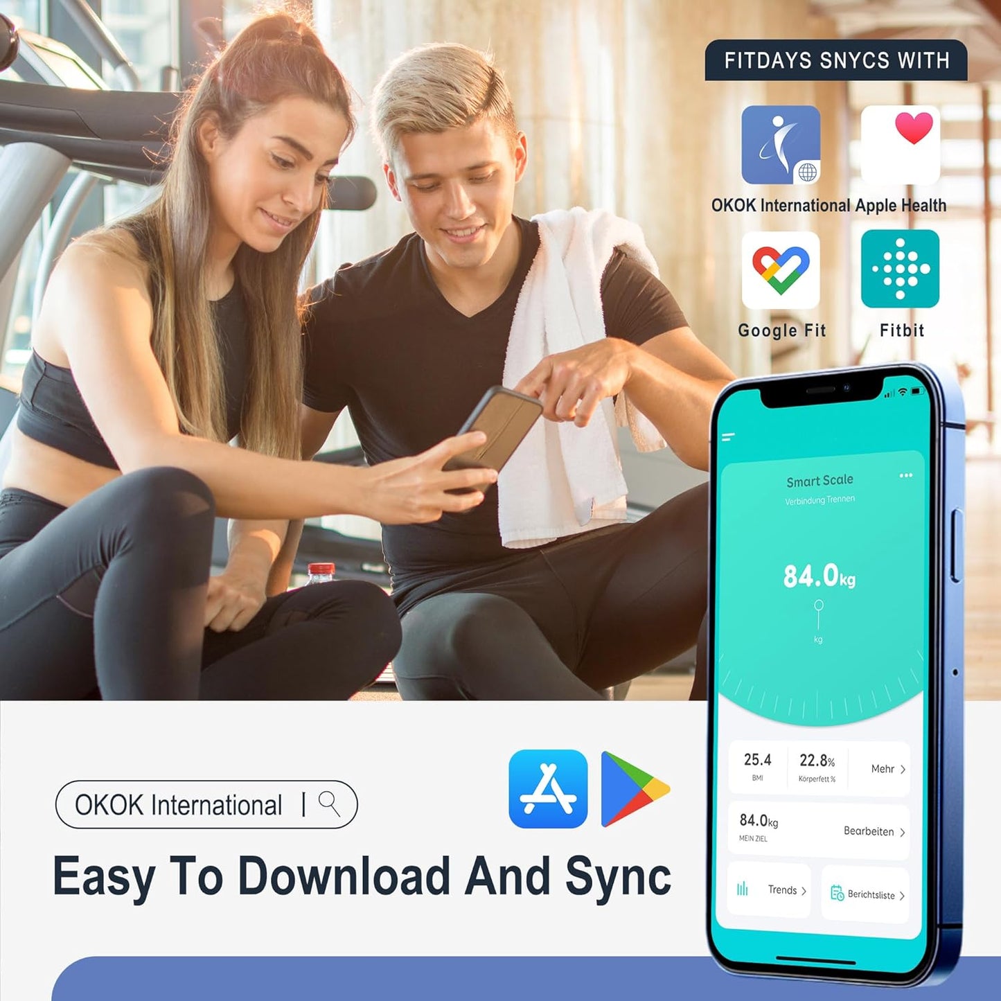 BalanceFrom Smart Scale for Body Weight Digital Bathroom Bluetooth BMI Body Fat Scale with 12 Body Composition Analyzer, Tempered Glass Weighing Scale LED Display Sync with Apps, 400lbs