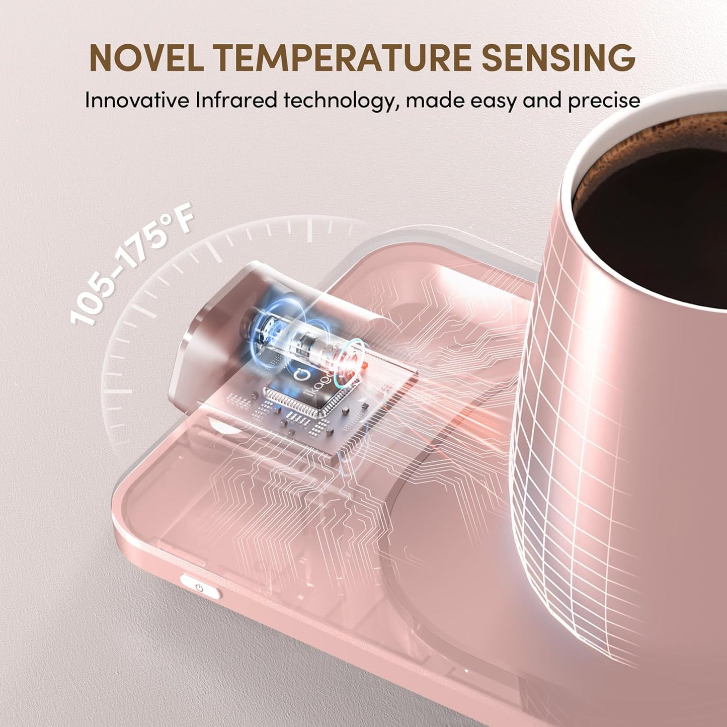 Coffee Mug Warmer Set, Temperature Control Smart Heated Mug for Desk, Electric Coffee Warmer with Auto Shut Off & Real-Time Temp Display, Gifts for Women Men, 15oz, Pink