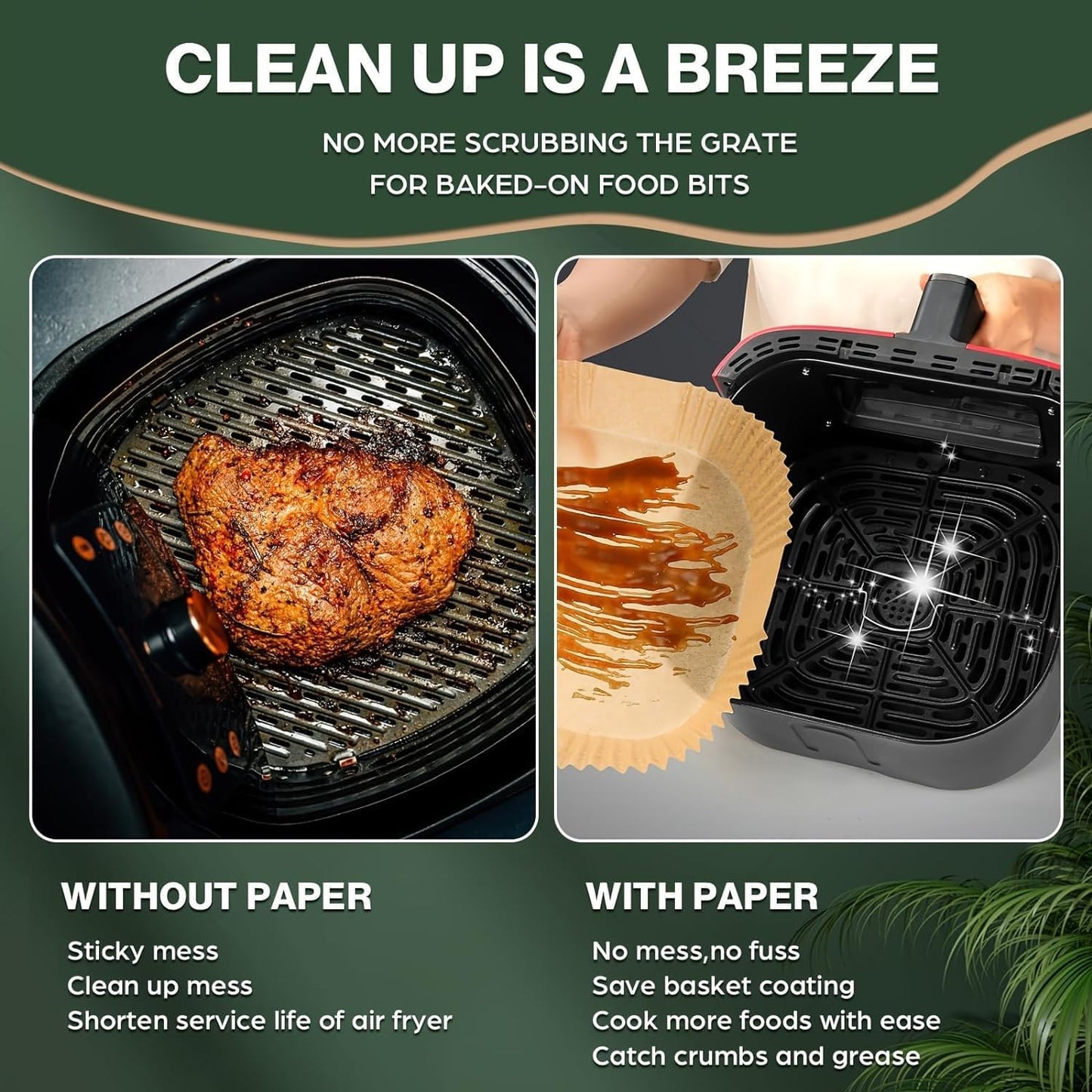 Air Fryer Paper Liners Disposable: 200Pcs 9 Inch Special Square Liners for Air Fryer, Grease and Water Proof Non Stick Basket Parchment Paper