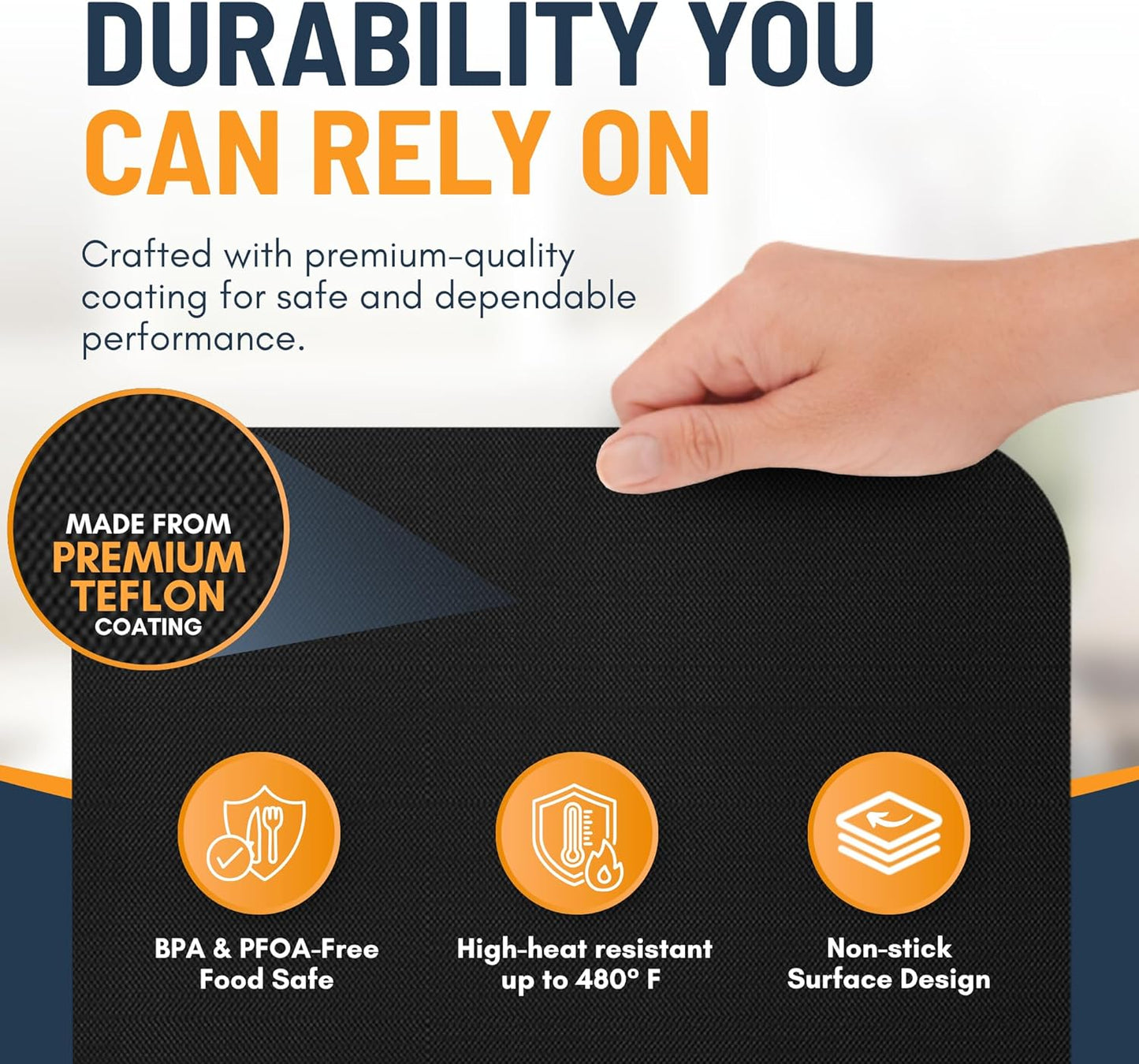 Toaster Oven Liners for Bottom of Oven (4 Pack) Reusable Non-Stick Heat Resistant Toaster Liners, Compatible with Ninja, Cuisinart, Emeril Lagasse & More, Toaster Mat, 12"x12" (Black)