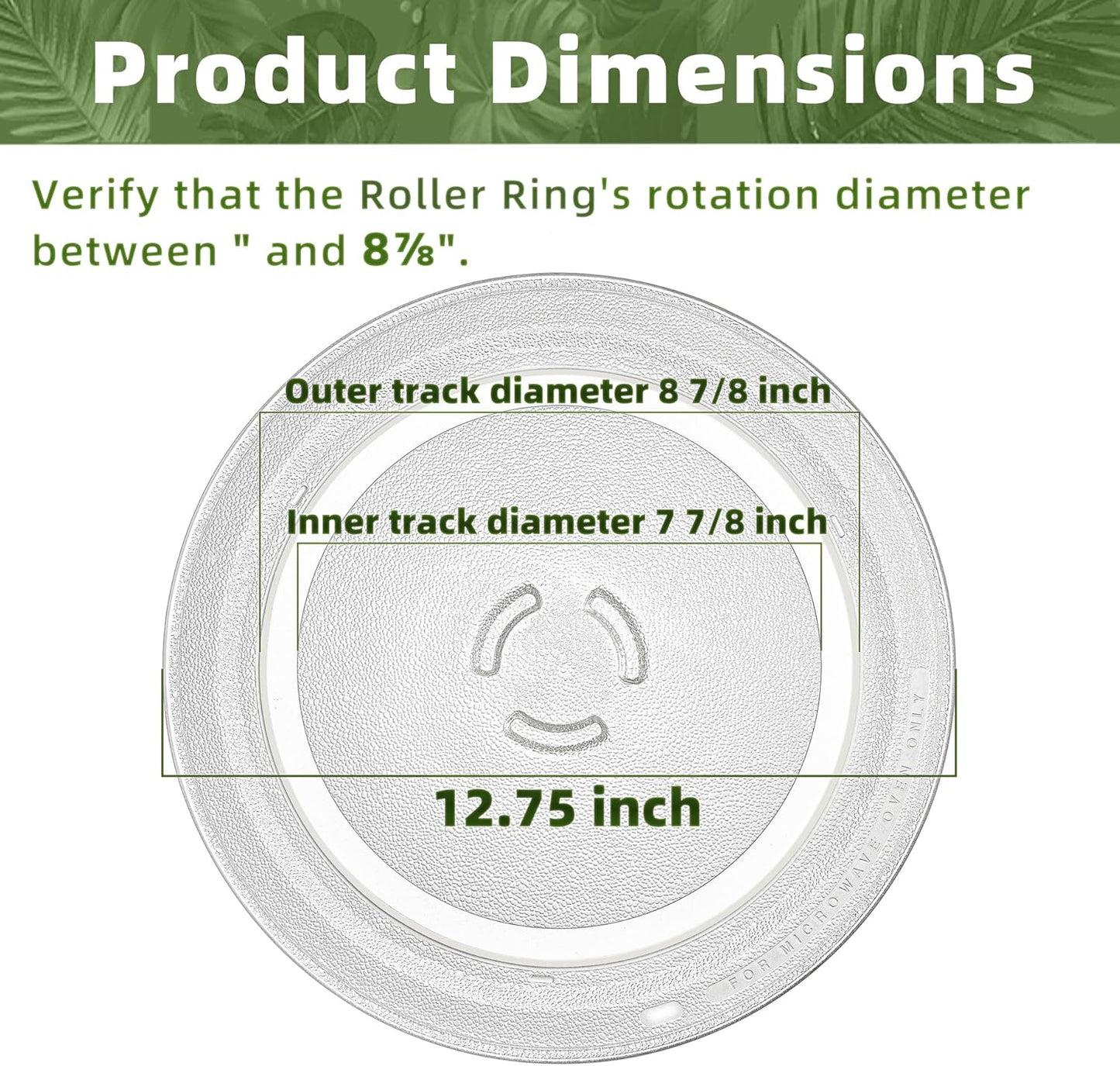 12.75" Microwave Plate Replacement for 481941879728 Whirlpool Microwave Glass Plate Compatible With 12 3/4 inch Whirlpool Microwave Plate