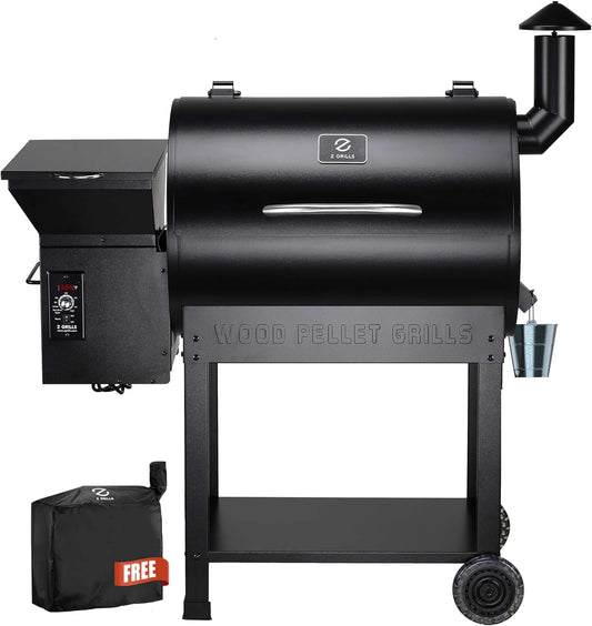 Z GRILLS ZPG-7002B Newly Upgrade Wood Pellet Grill & Smoker, 8 in 1 BBQ Grill Auto Temperature Controls, inch Cooking Area, 700 sq in Black