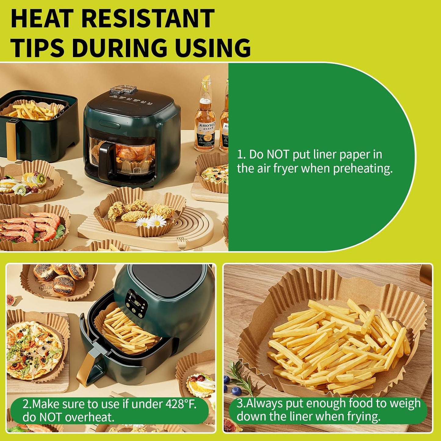 100 PCS Air Fryer Disposable Paper Liners,8 Inch Square Parchment Disposable Paper Liner for 5-8QT Air Fryer,Baking, Roasting and Microwave, Non-Stick Airfryer Accessories