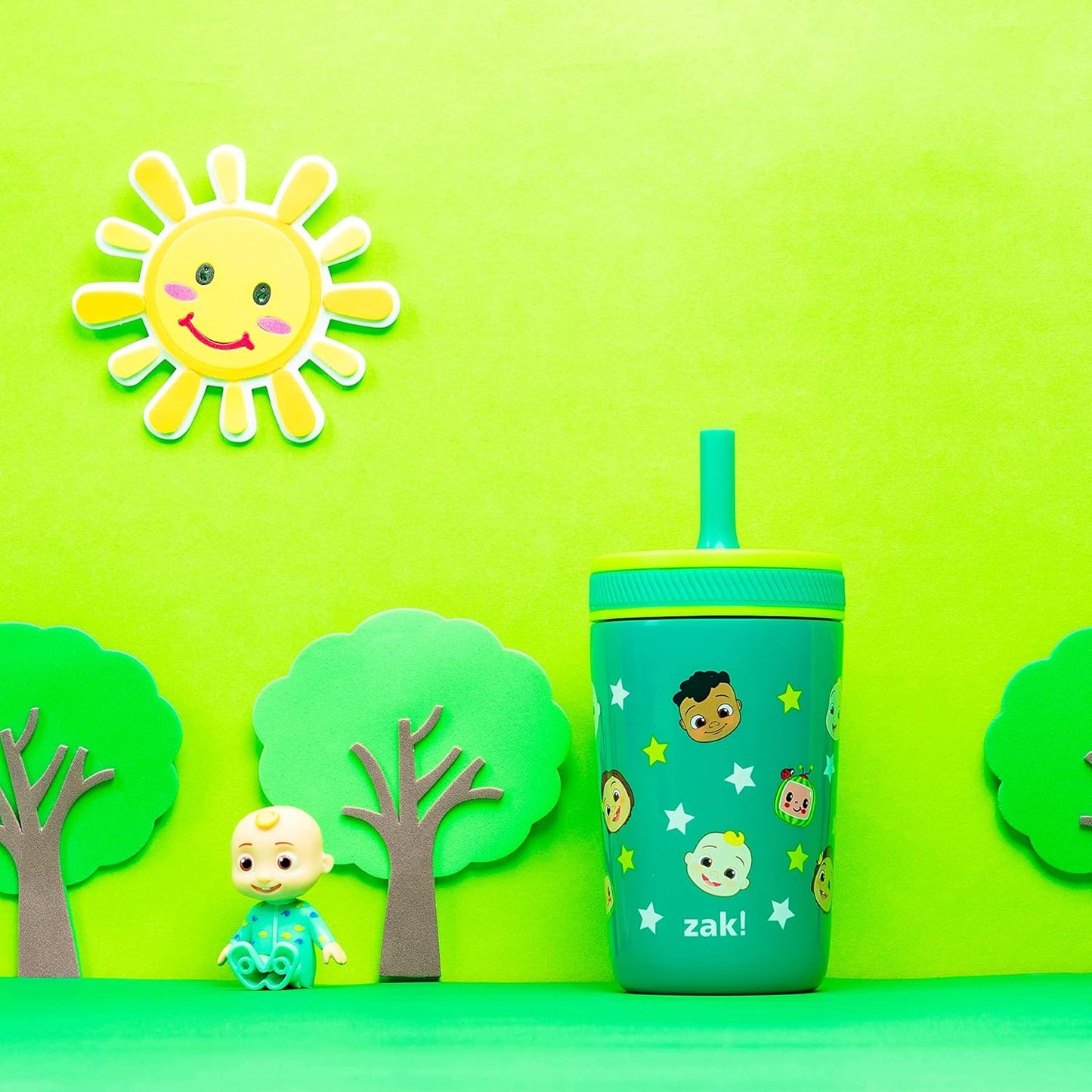 Zak Designs CoComelon Kelso Toddler Cups For Travel or At Home, 12oz Vacuum Insulated Stainless Steel Sippy Cup With Leak-Proof Design is Perfect For Kids (JJ, Cody, Nina)