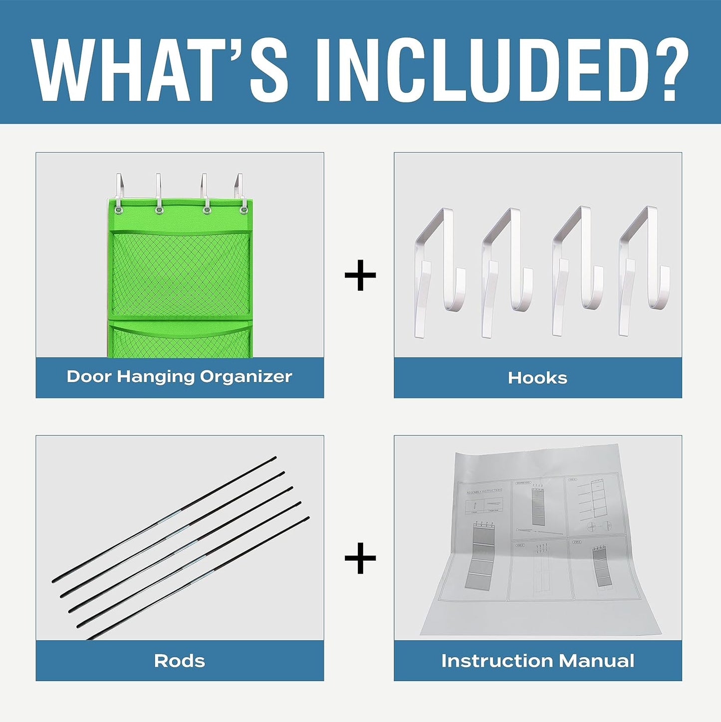 Honeyera Over Door Organizer for Stuffies, Baby Accessories, and Toy Plush Storage - Easy Installation with Breathable Hanging Storage Pockets (Green)