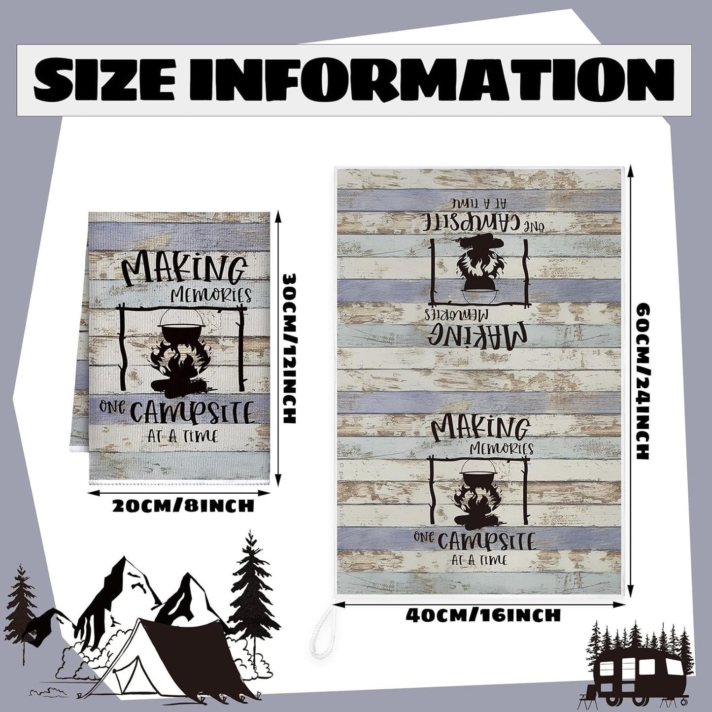 Boyiee Set of 6 Camping Kitchen Towels Happy Camper Tea Towels Absorbent Farmhouse Dish Towels with Funny Sayings 24 x 16 Inches Camping Hand Towels for RV Campers Lovers Gifts Accessories Decorations