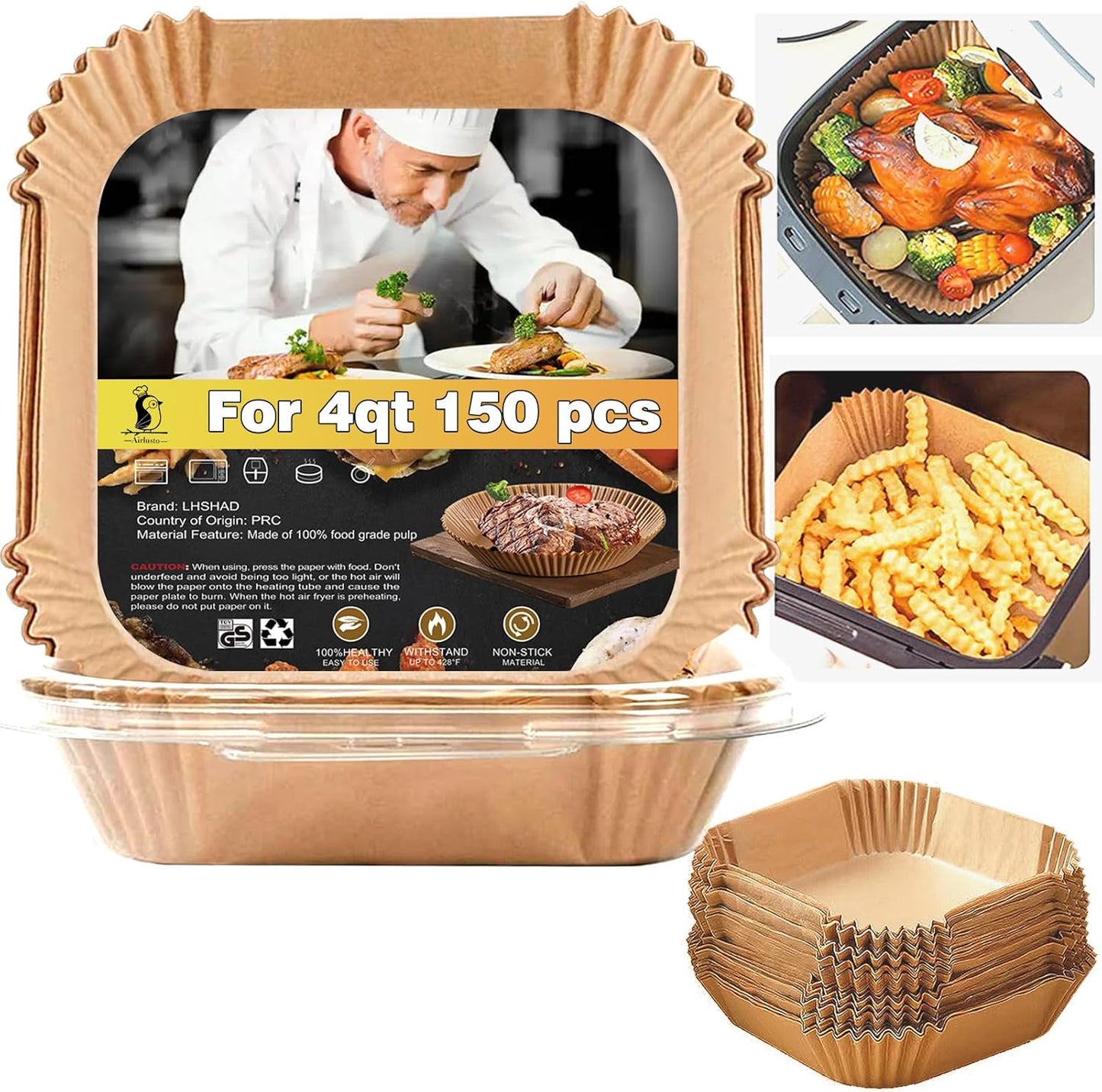 Air Fryer Liners Disposable 4QT, Chefman Air Fryer Liners, 4qt Air Fryer Liner, 7 inch 4 Quart Parchment Paper for 3-5QT