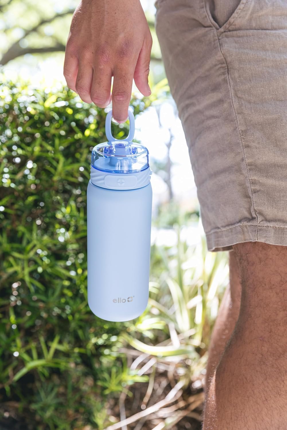 Ello Cooper 18oz Kids Stainless Steel Water Bottle with 2 Lids Chug and Straw | Leak Proof Double Walled and Vacuum Insulated | Fits Car Cupholder | Built in Carry Loop | Dishwasher Safe |Halogen Blue