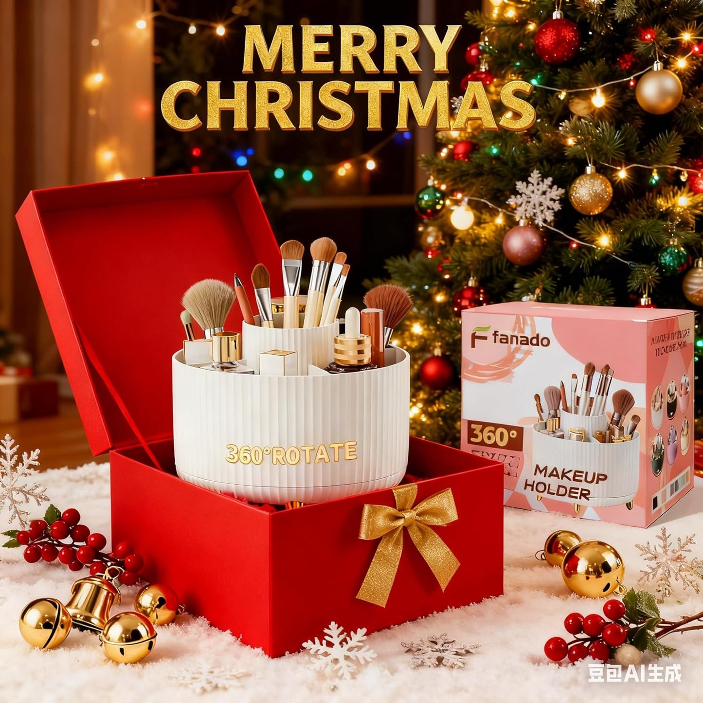 360° Rotate Makeup Brush Holder Organizer, Makeup Organizers Countertop, Makeup organization and Skincare Storage for Vanity, Desktop, Bathroom (White)