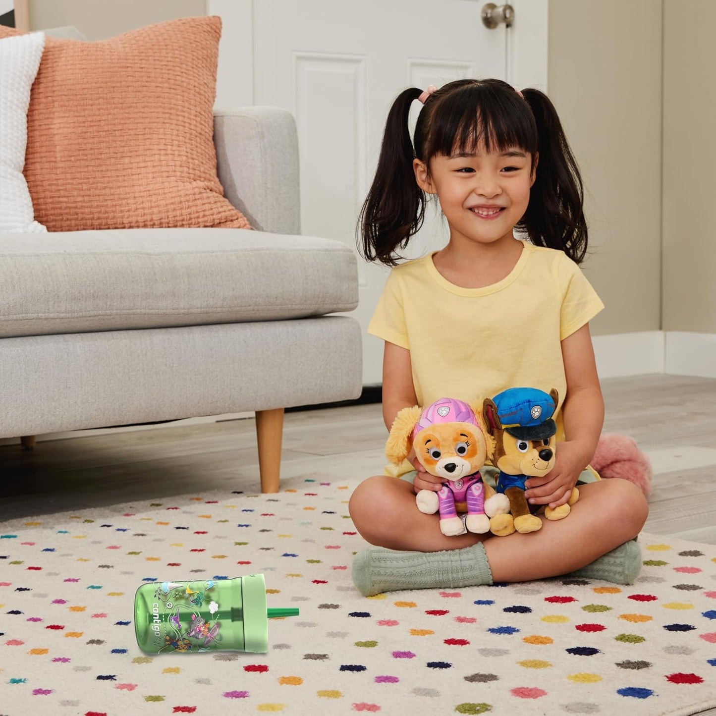 Contigo Leighton Straw Tumbler, 14 oz, Cool Lime (Dogs)