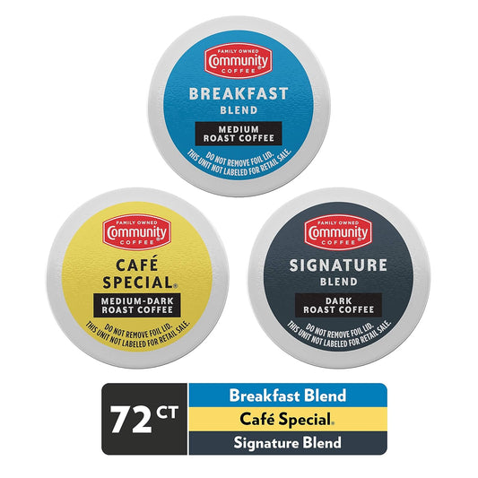 Community Coffee Variety Pack 72 Count Coffee Pods, Medium Dark Roast, Compatible with Keurig 2.0 K-Cup Brewers 24 Count (Pack of 3)