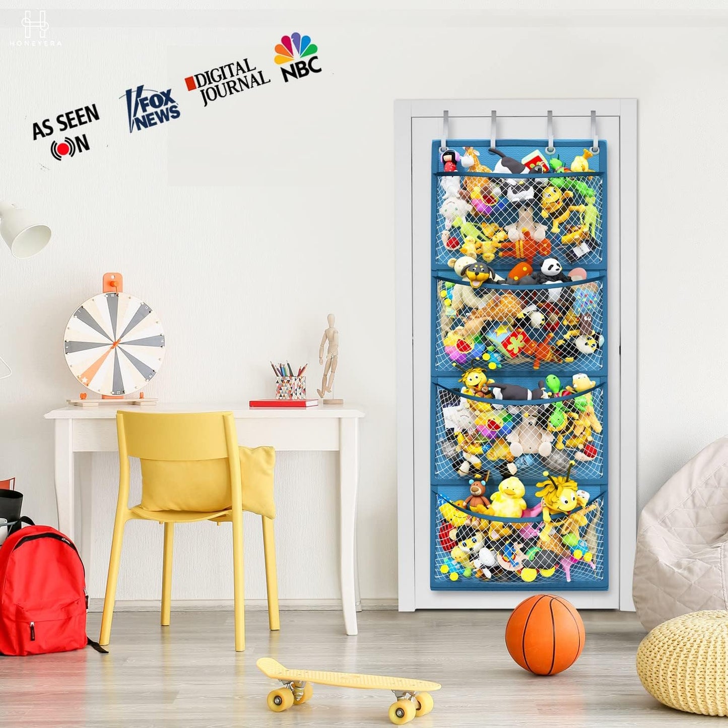 Honeyera Storage for Stuffed Animal - Over Door Organizer for Stuffies, Baby Accessories, and Toy Plush/Easy Installation with Breathable Hanging Pockets