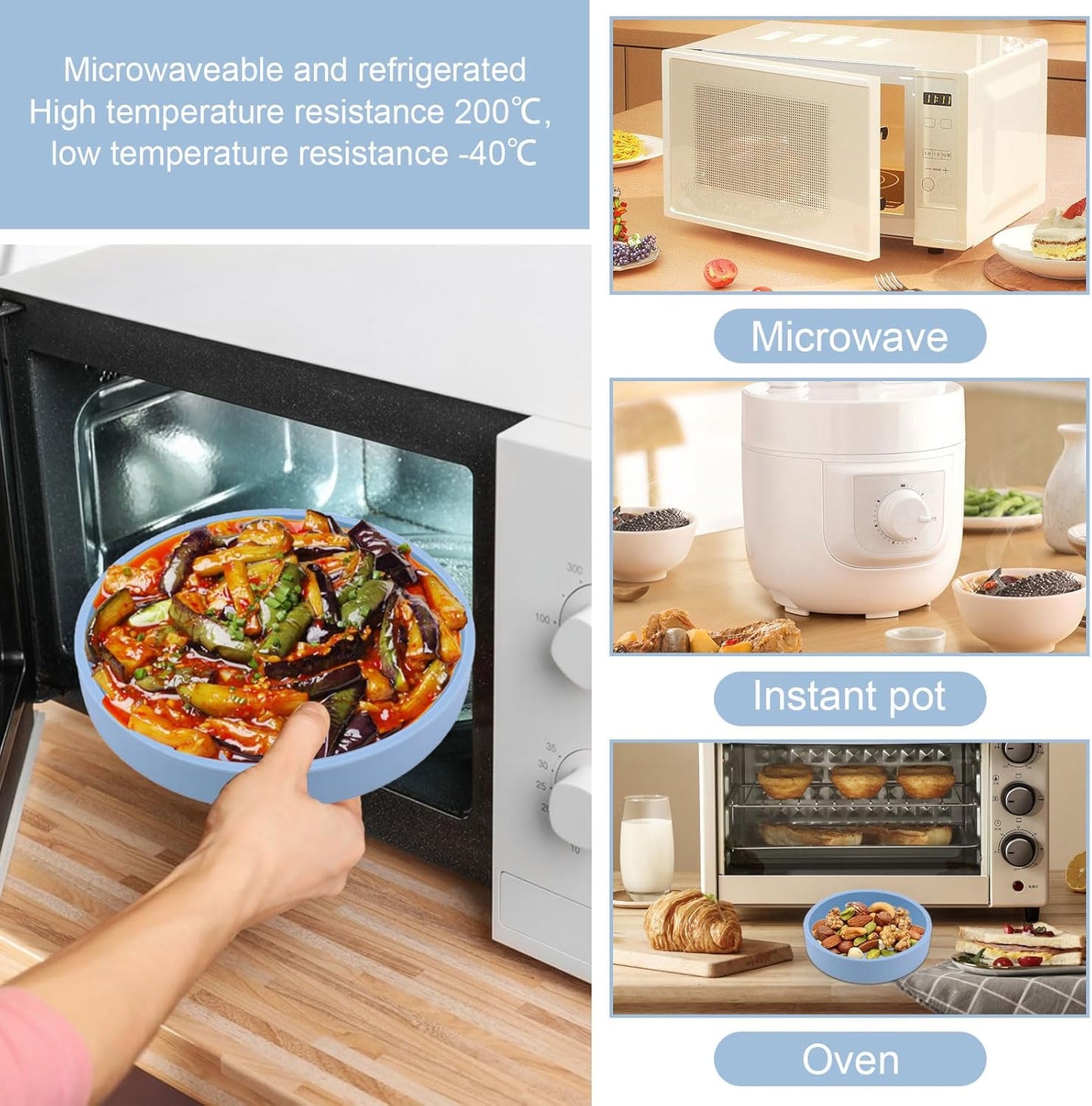 Silicone Microwave Egg Cooker, 3Pcs Different Sizes Microwave Egg Poacher, Reusable Nonstick Air Fryer Egg Maker Mold for Breakfast Sandwiches, Silicone Egg Poaching Cups, Microwave Accessories (Blue)